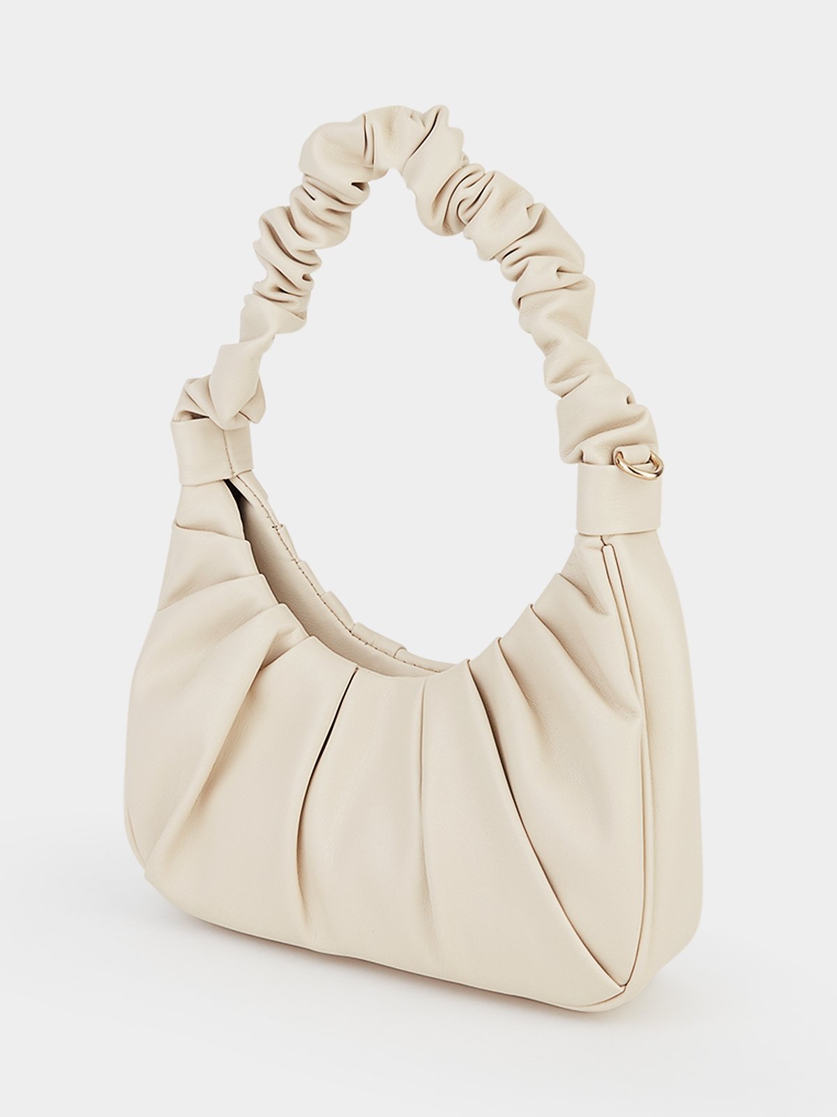 Ruched Hobo Bag Beige Pomelo Fashion