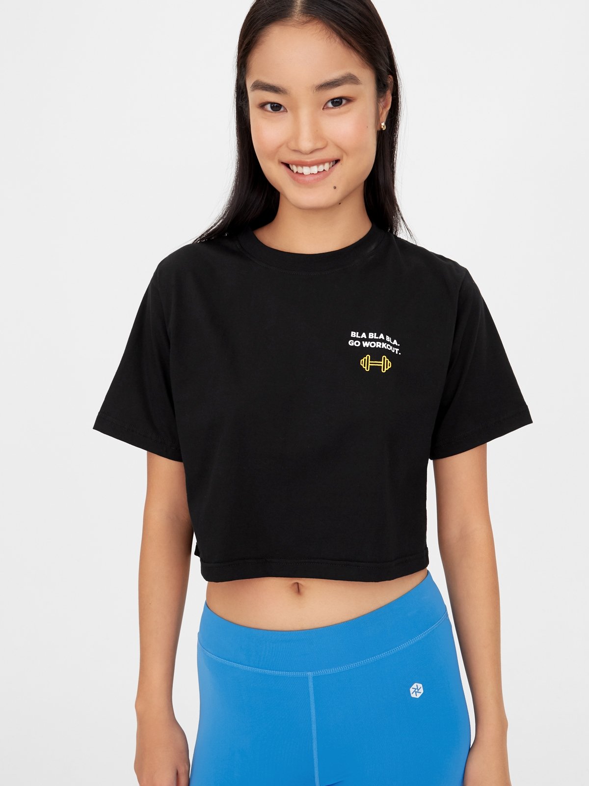 Bla Bla Bla Go Workout Shorty Crop Top Black Pomelo Fashion