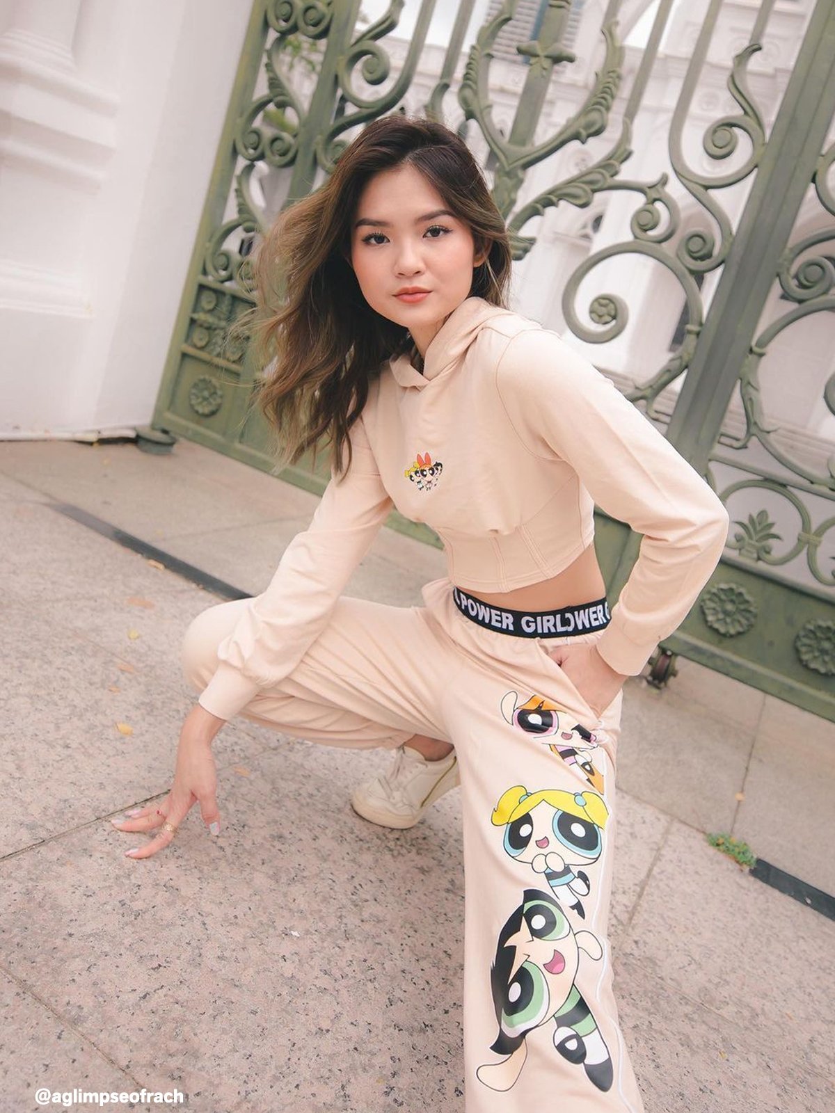 The Powerpuff Girls High Waist Sweatpants Beige Pomelo Fashion