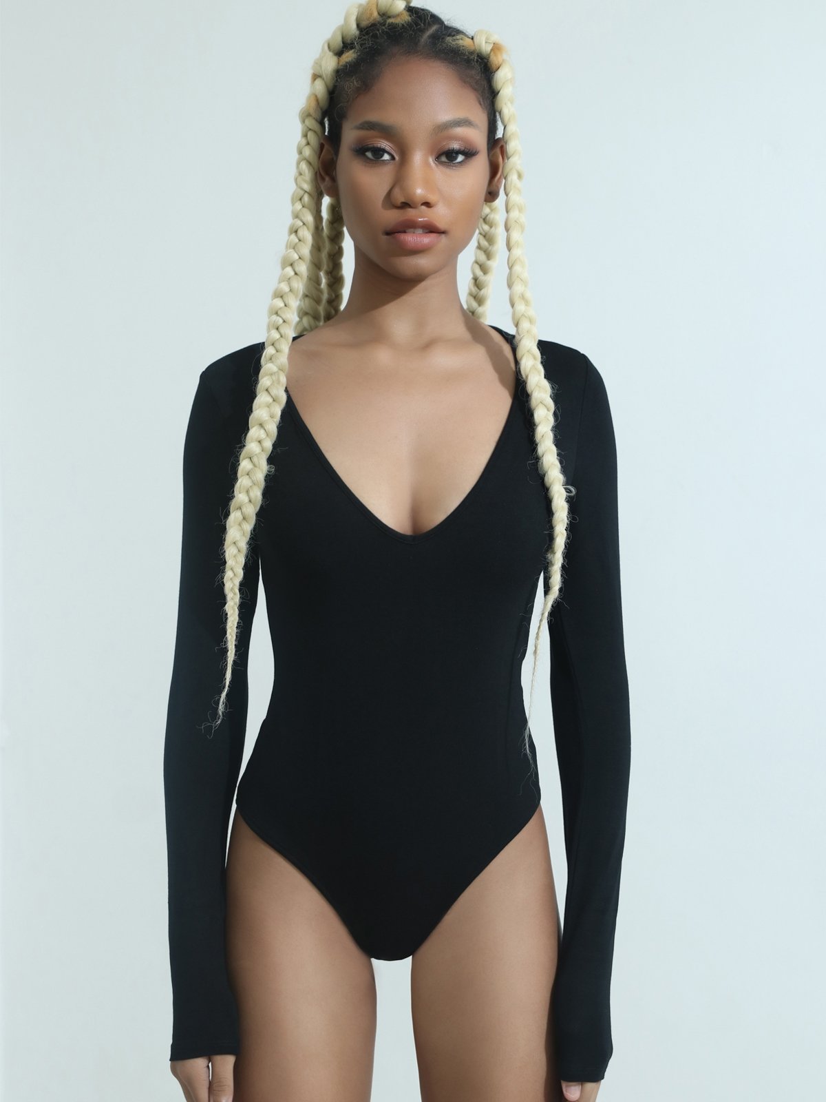 Msbodysuitvneck Bodysuit Black