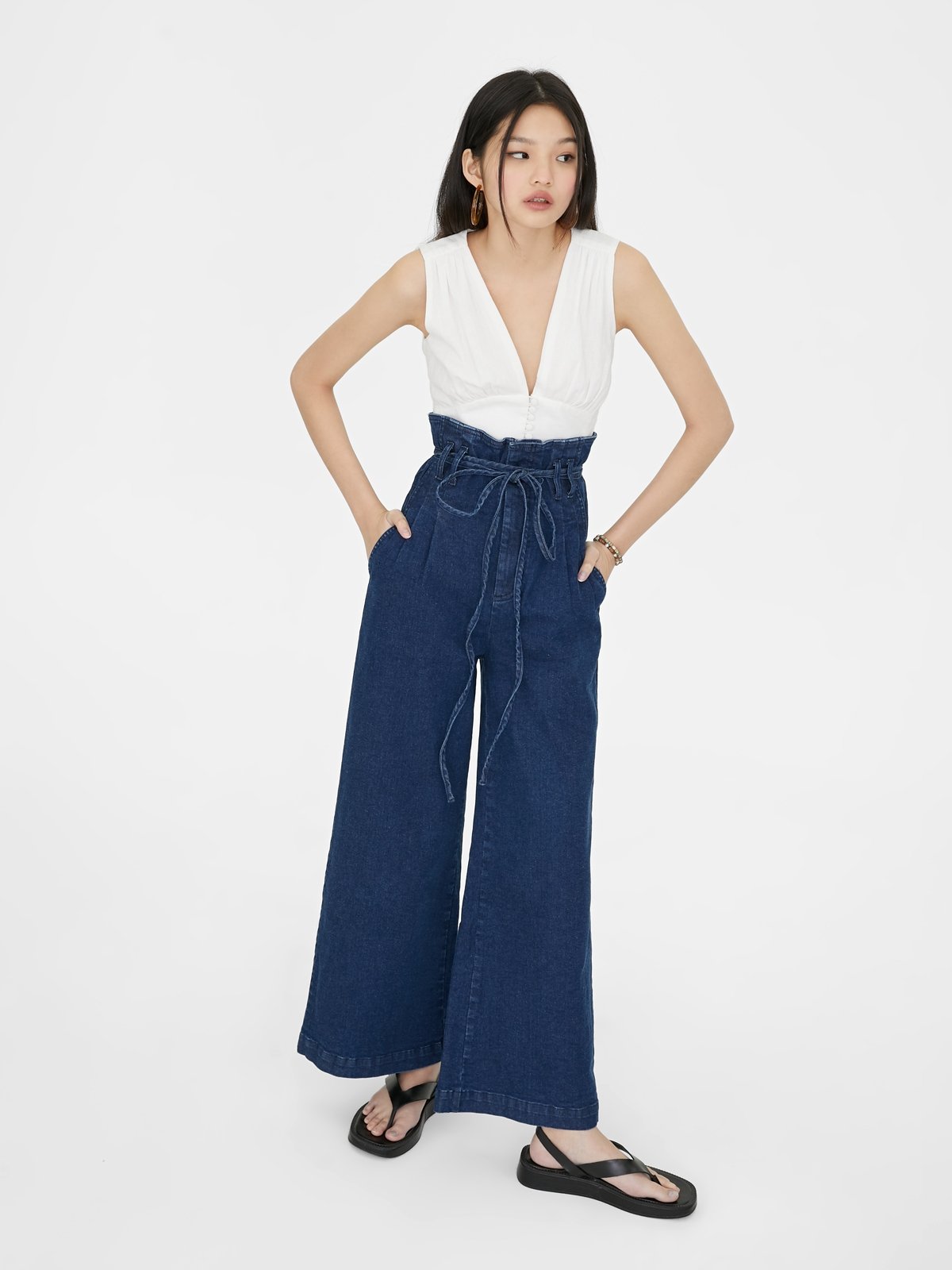 Wide leg paperbag jeans on sale