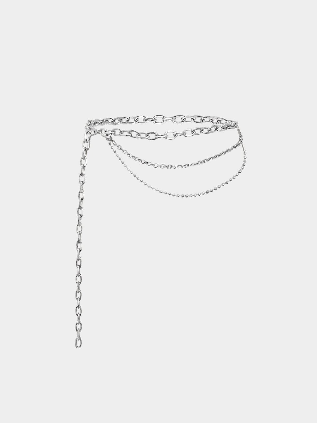 Sustainable Layered Chain Belt - Silver - Pomelo Fashion