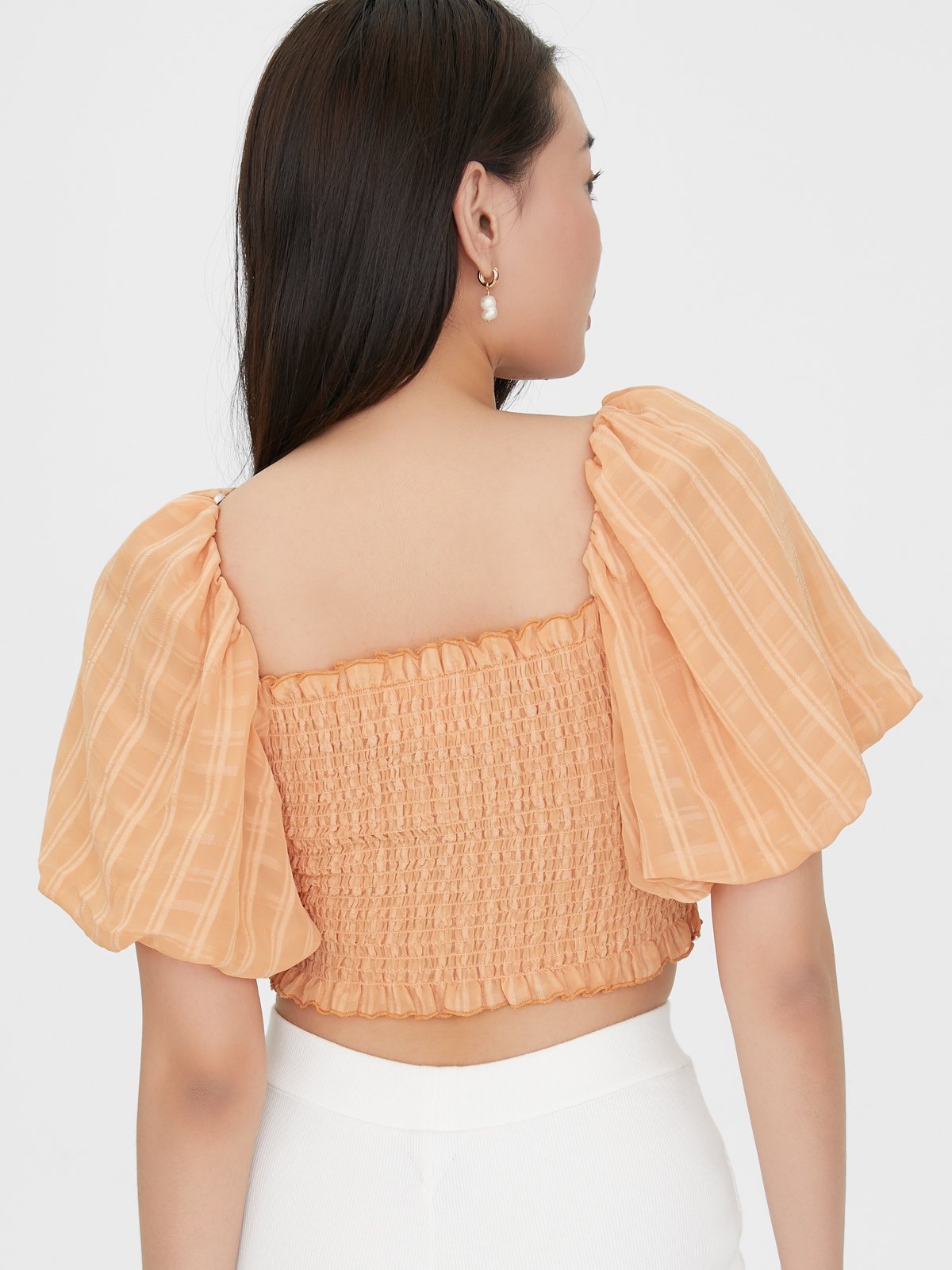 Orange puff sleeve shop crop top