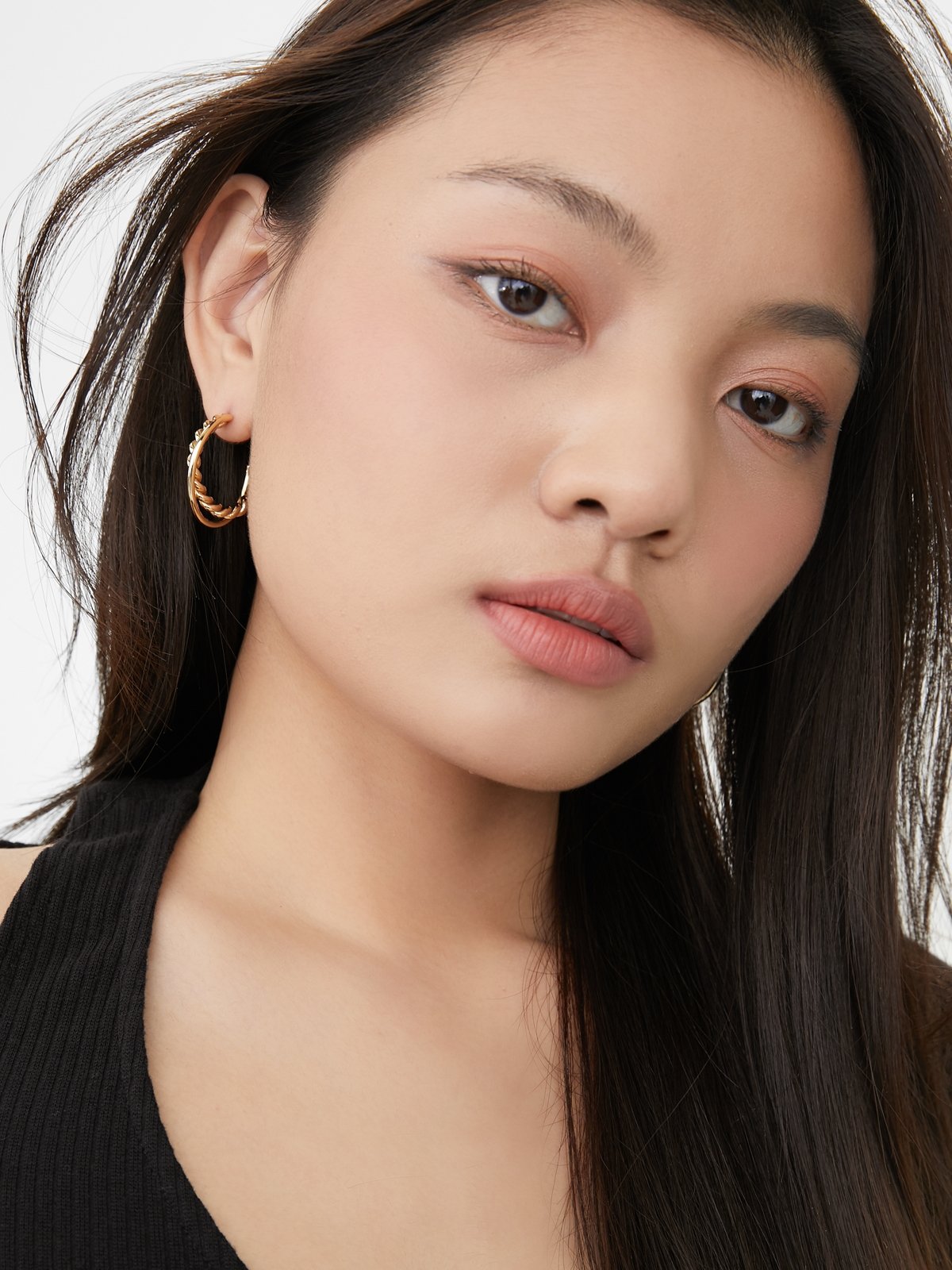 Layered Open Hoop Earrings Gold