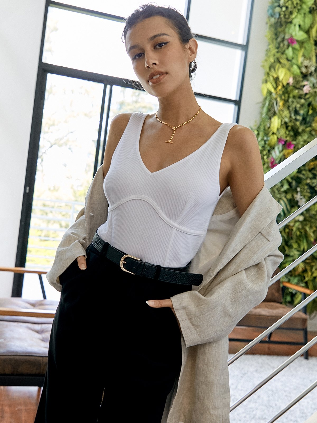 white fashion tank top