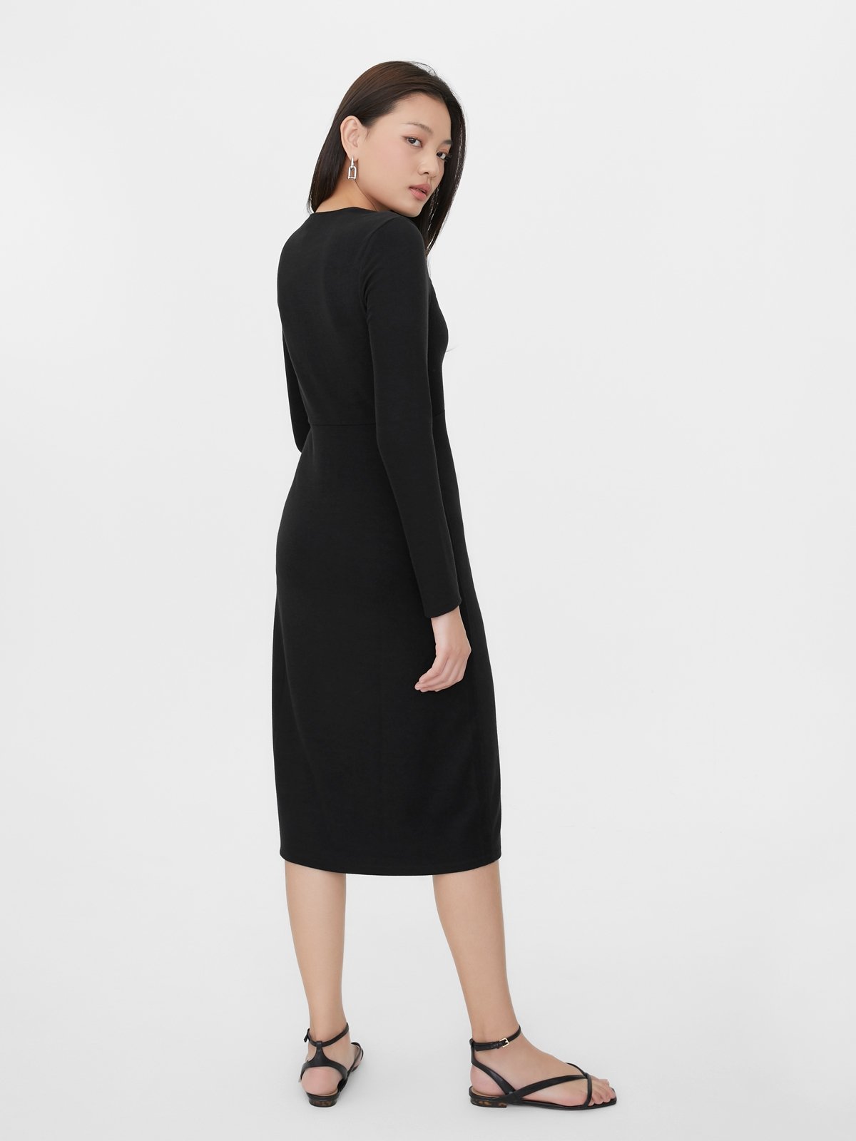 Cut Out Midi Dress Black Pomelo Fashion