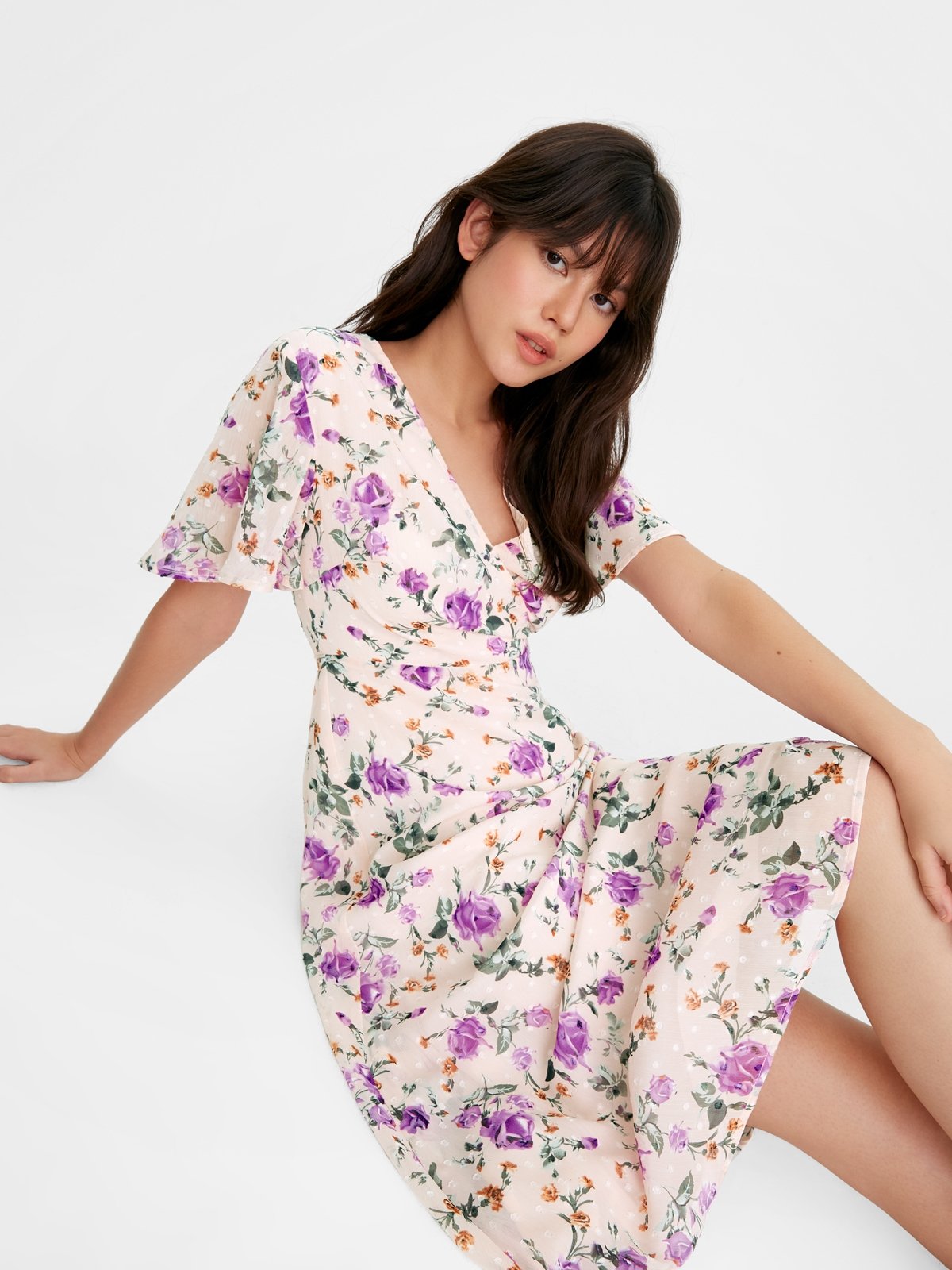 pink midi dress short sleeve