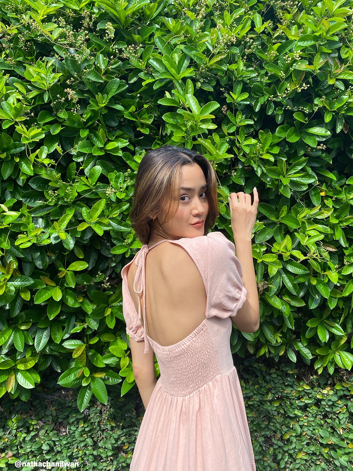 Ruffled Open Back Midi Dress Pink Pomelo Fashion