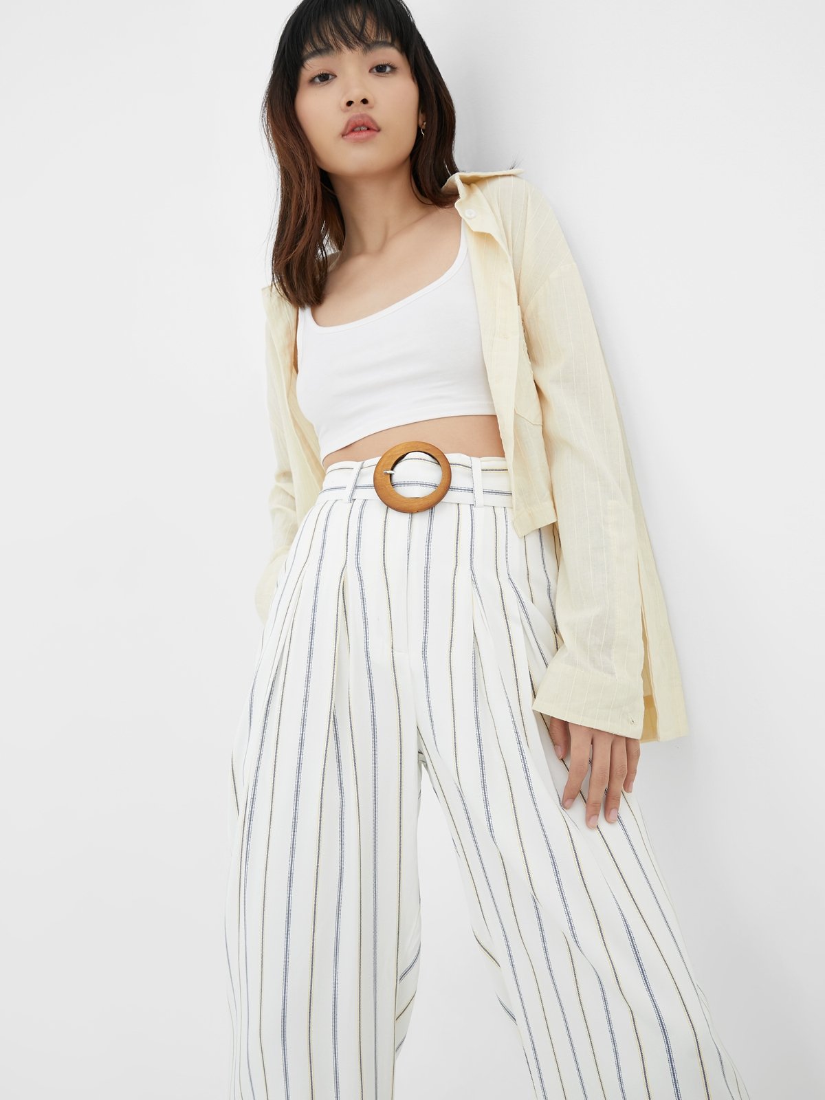 White striped pants best sale