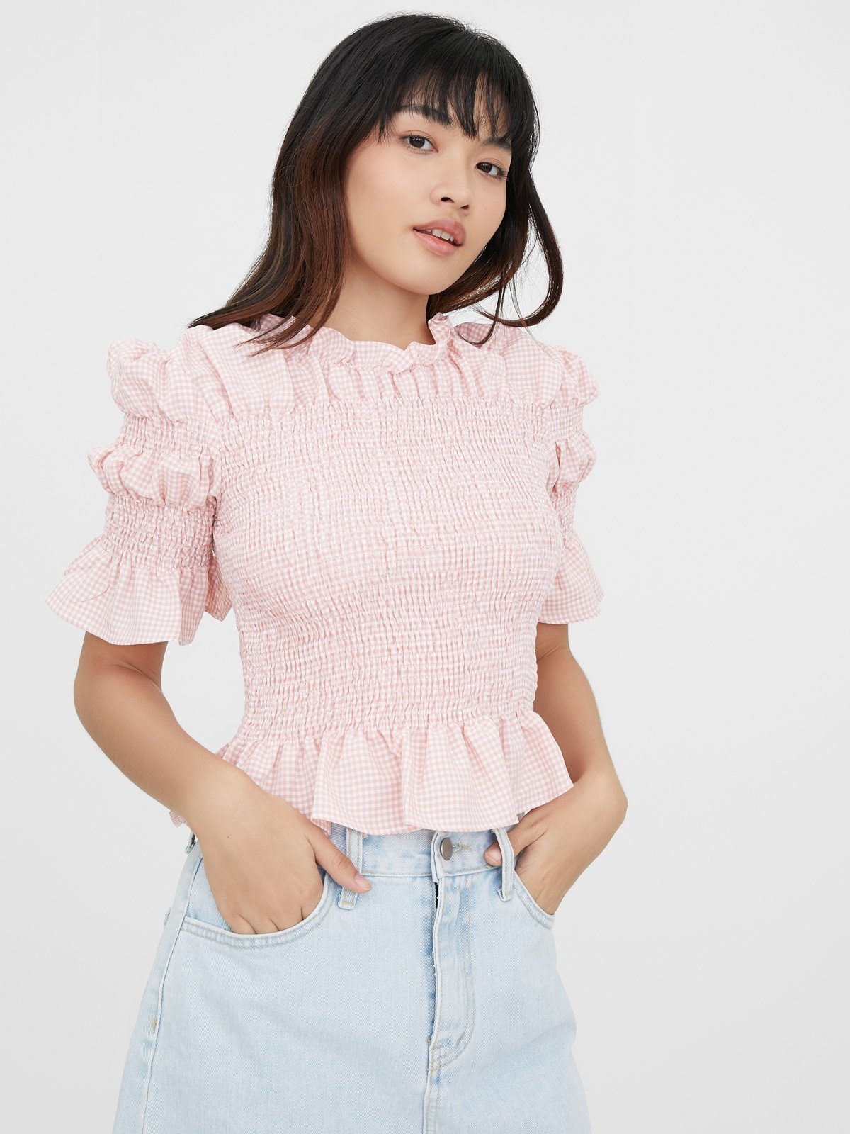 Smocked Ruffle Top Pink Pomelo Fashion