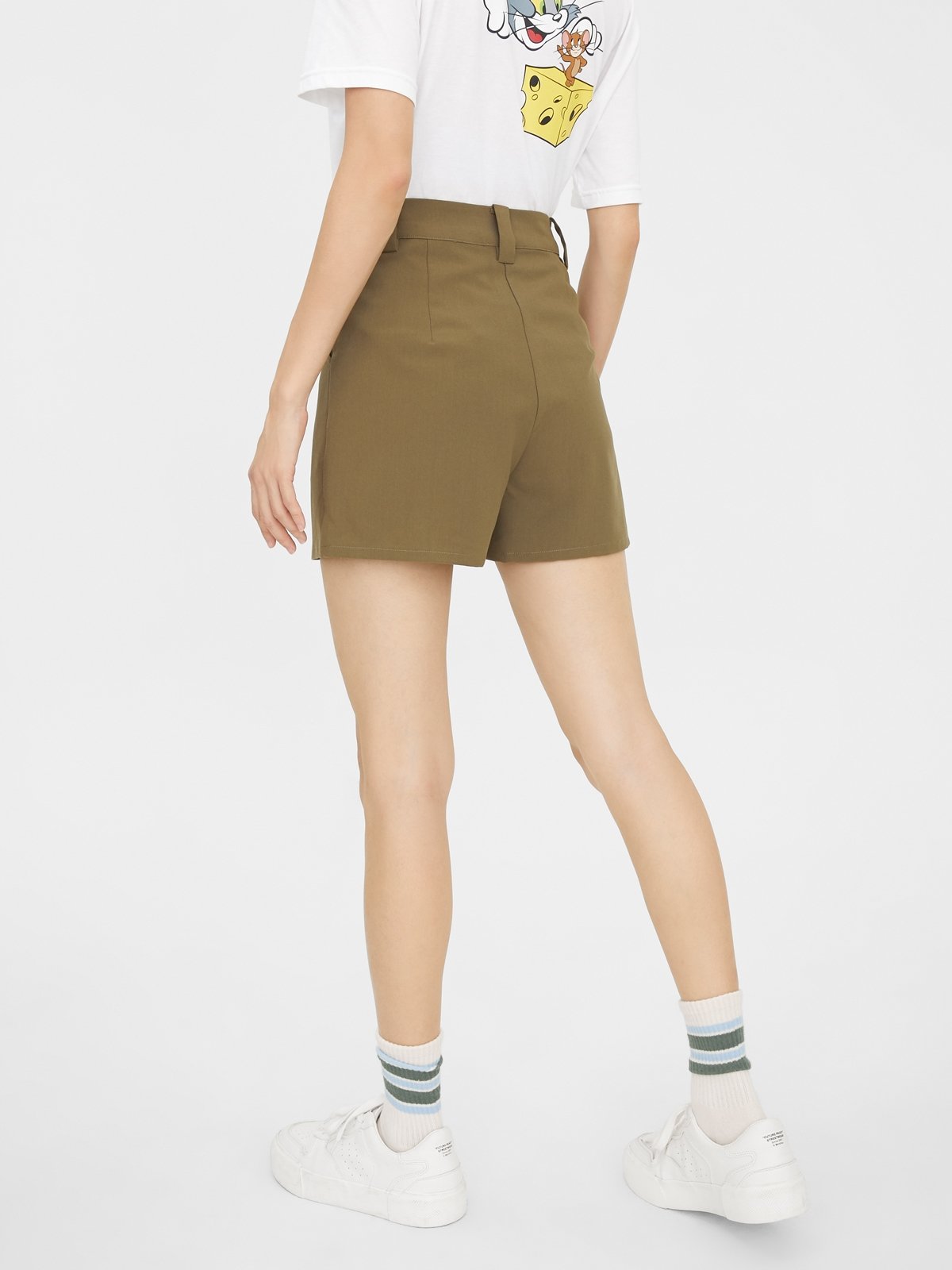 Khaki shorts high waisted hotsell