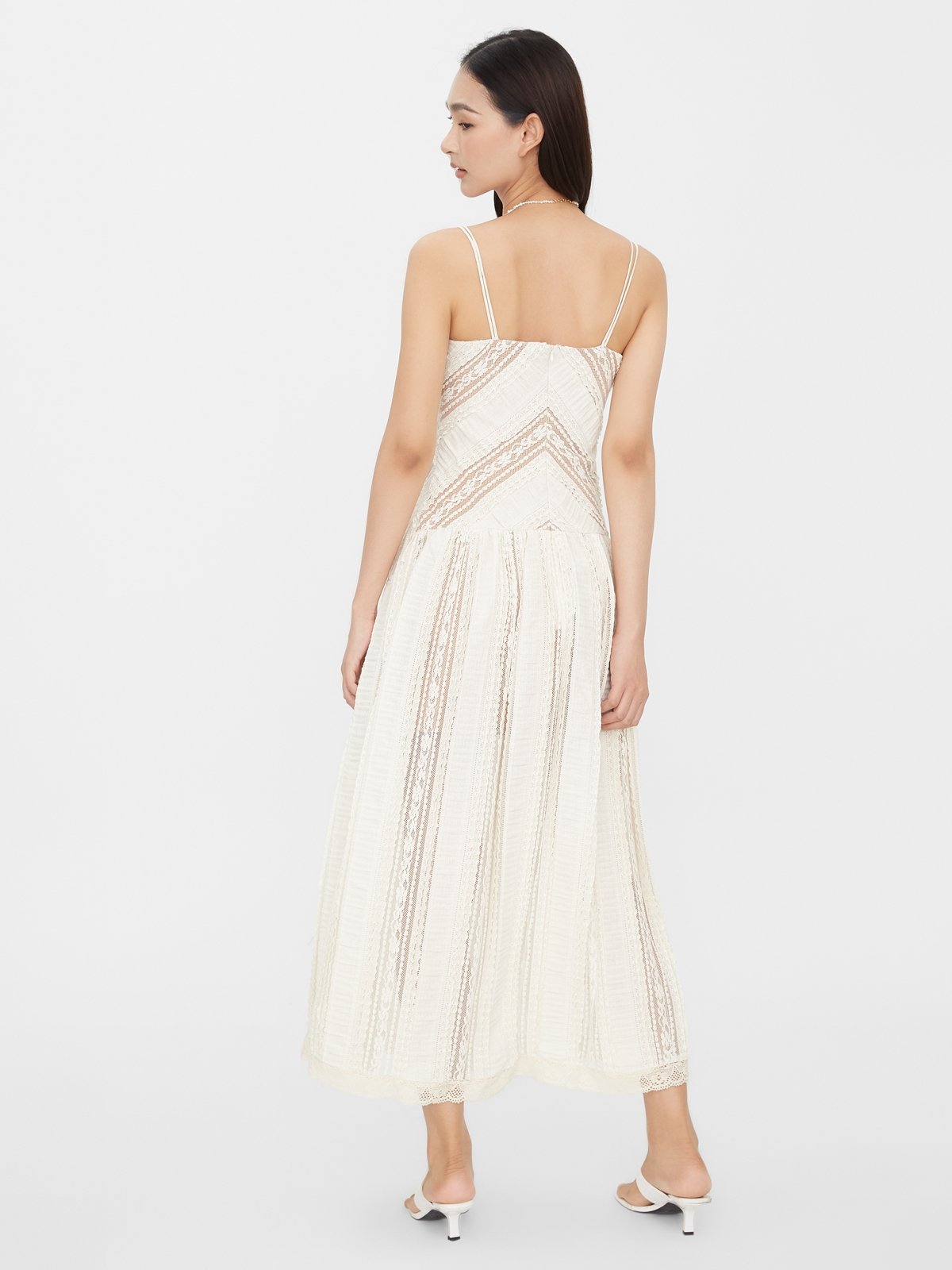 Metallic striped top handkerchief dress