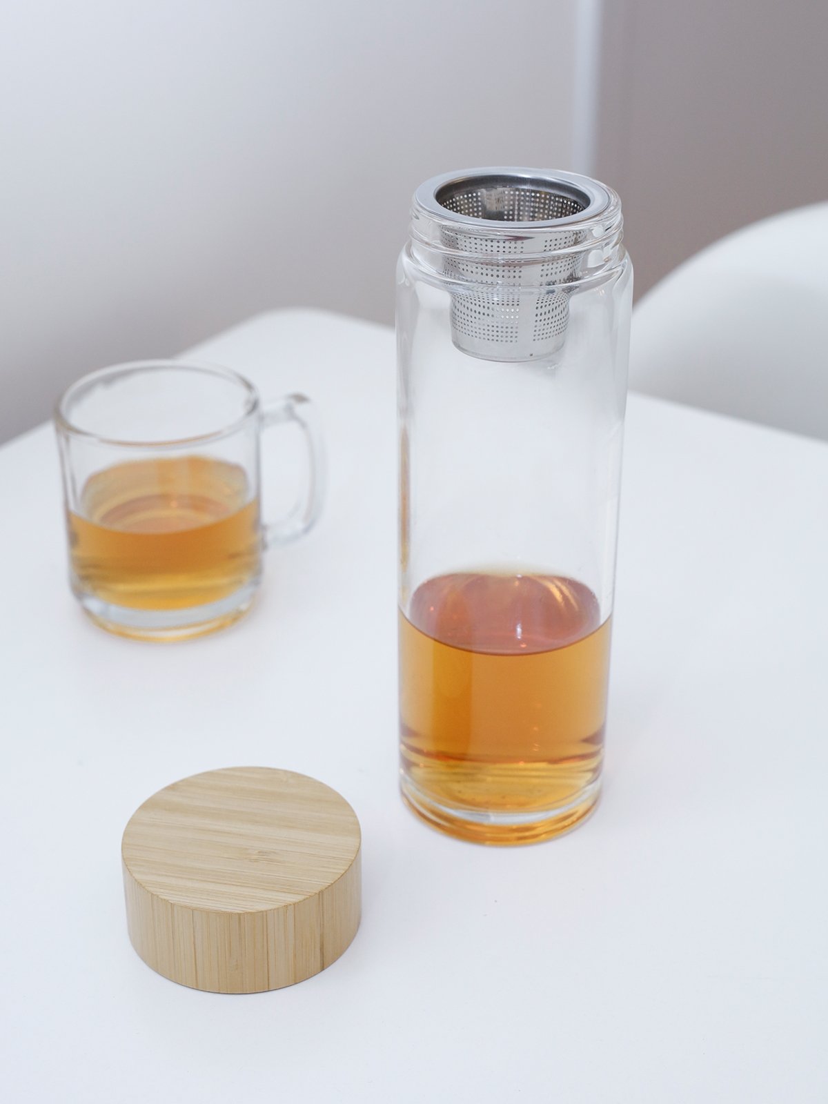 Zen Tea Infuser Glass Bottle Transparent Pomelo Fashion