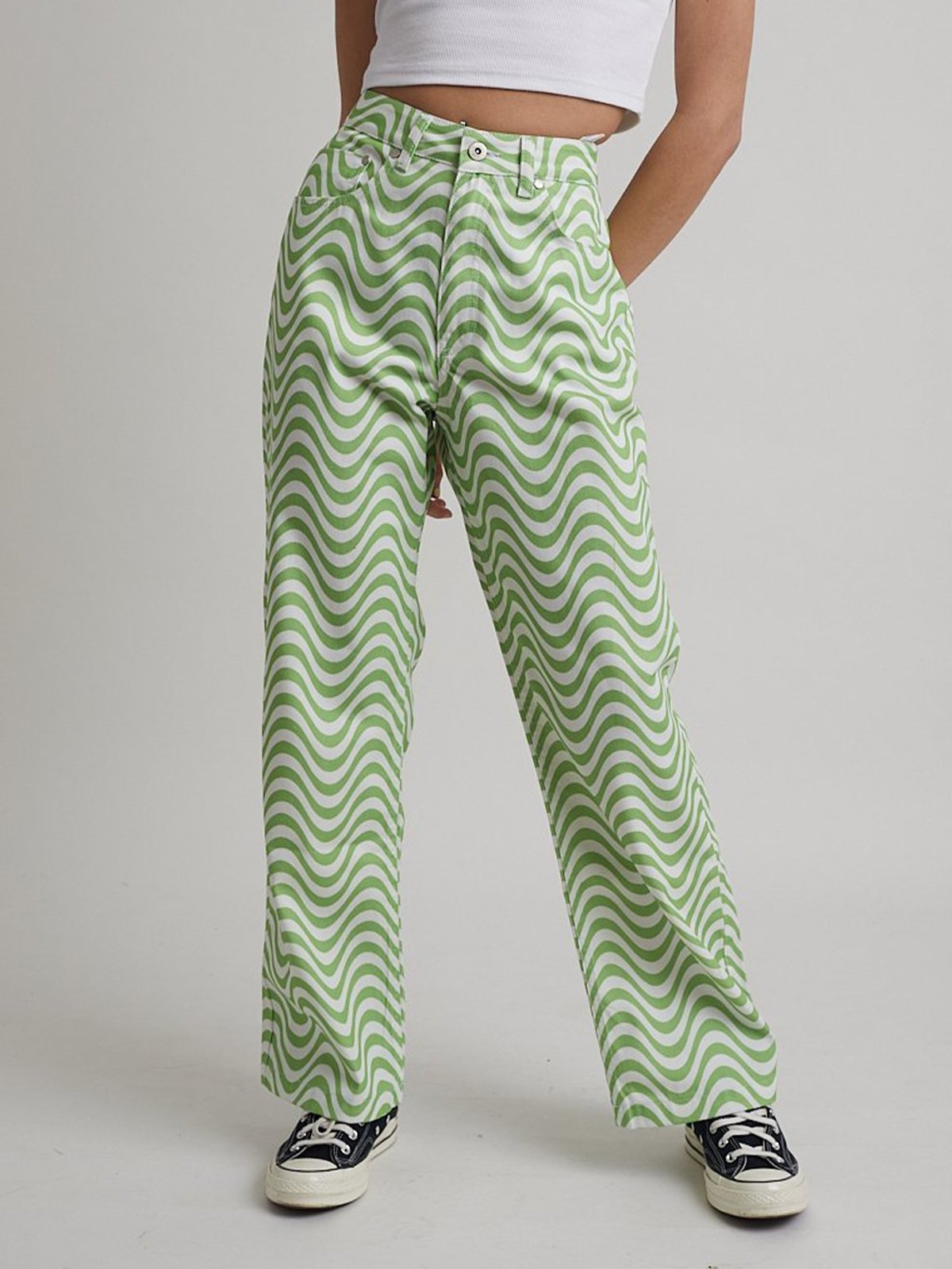 Wave Jeans - Lime/White - Pomelo Fashion