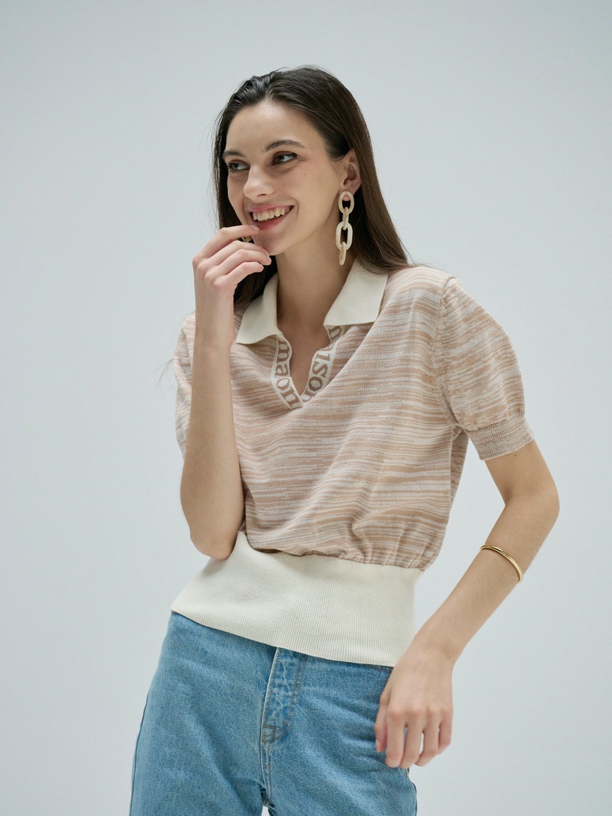 Zuri Knitted Top Nude Pomelo Fashion