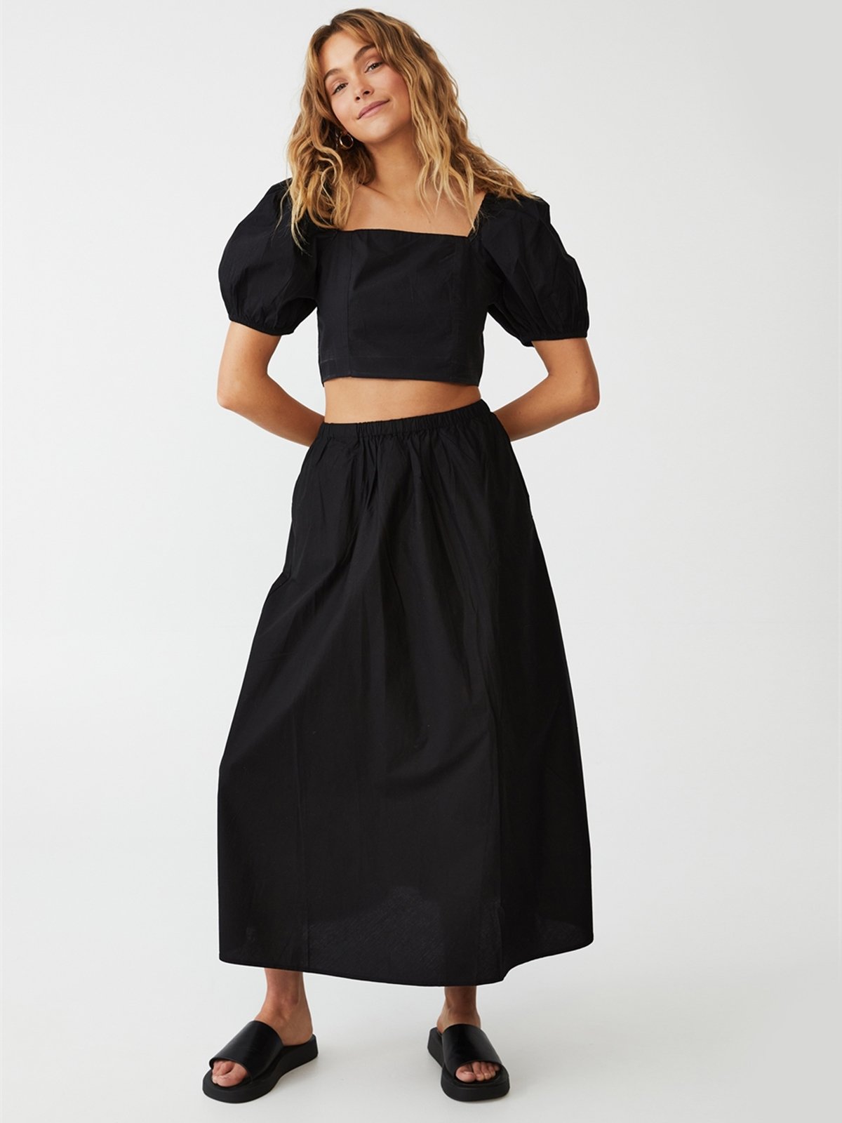 Woven Petite Lauren Maxi Skirt Black Pomelo Fashion