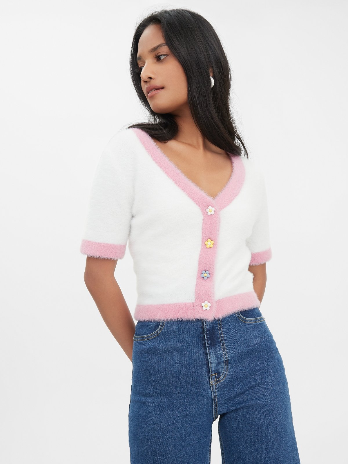 White cardigan clearance with buttons