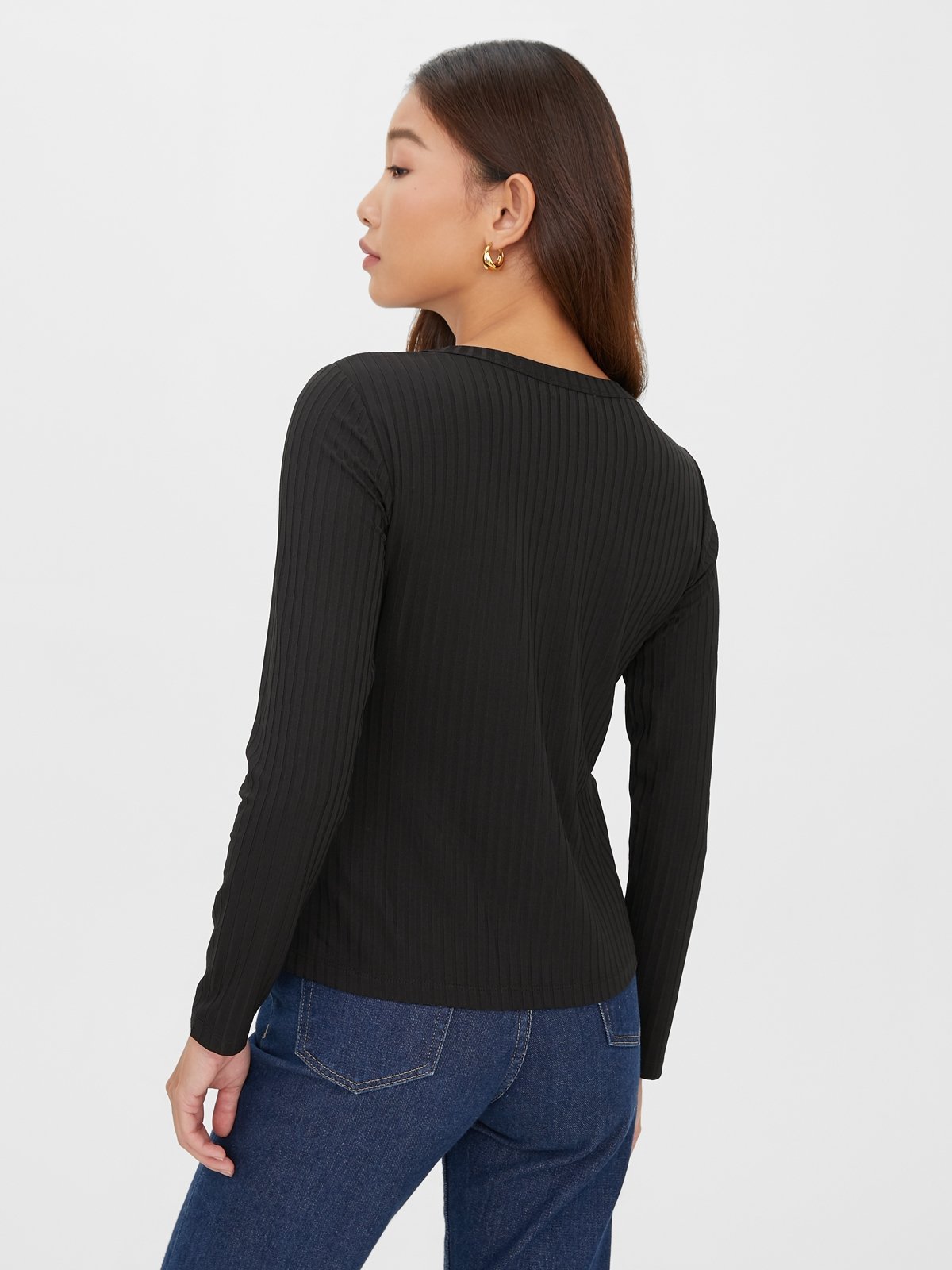 Rib Knit Cardigan Black Pomelo Fashion