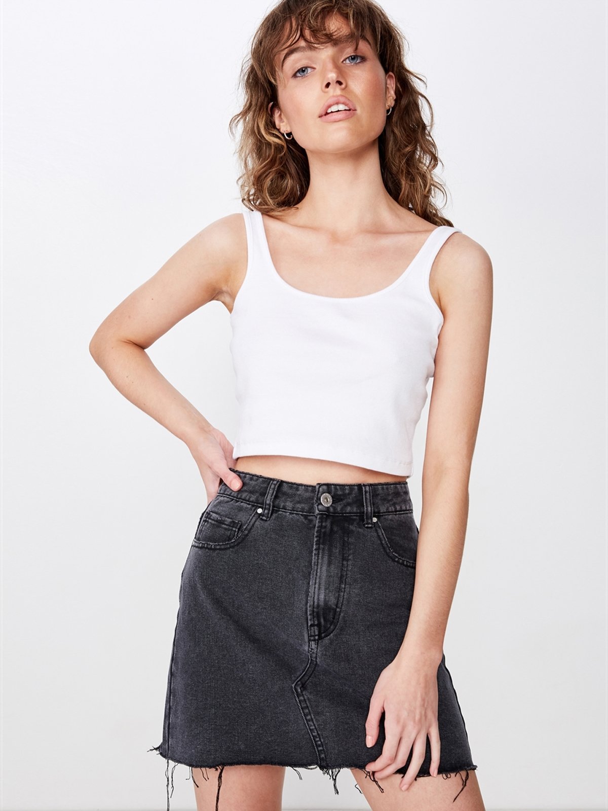 Black denim skirt cotton on cheap