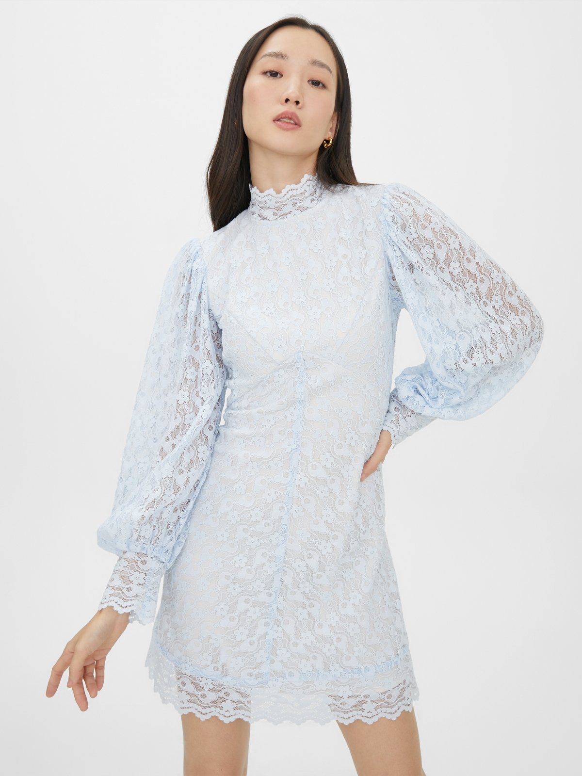 lace mini dress with sleeves
