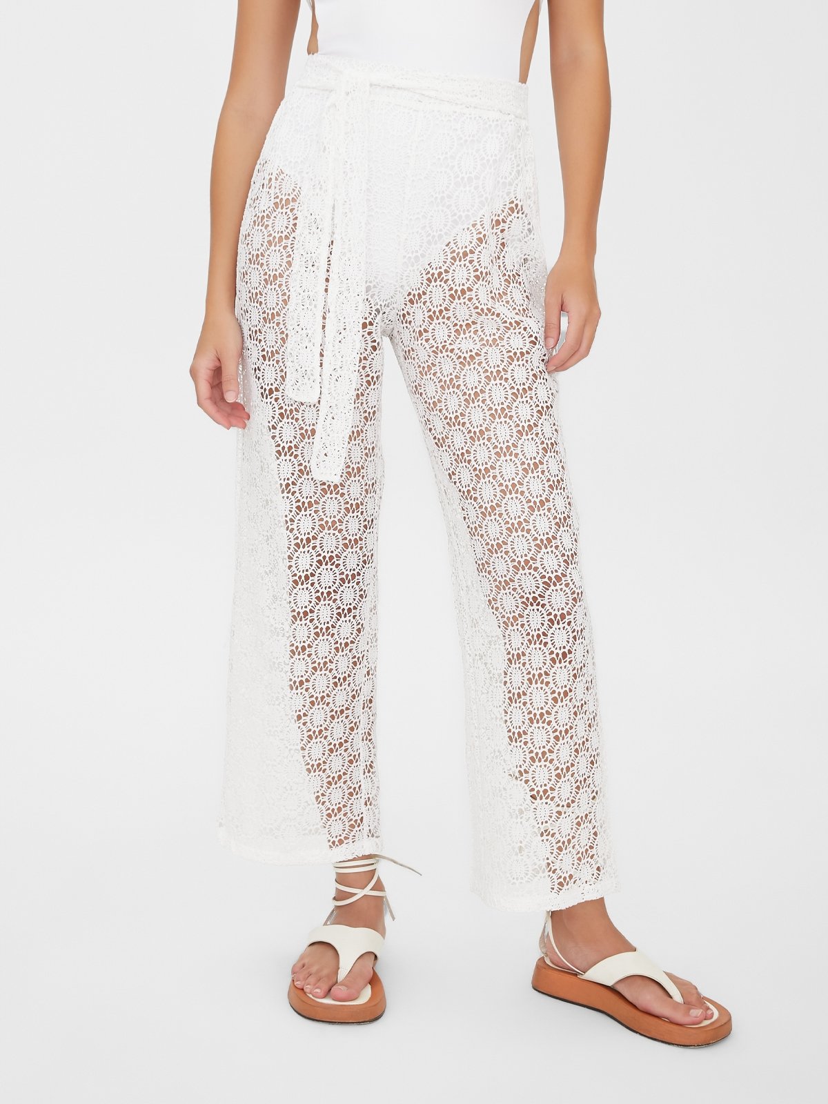 White outlet lace capris