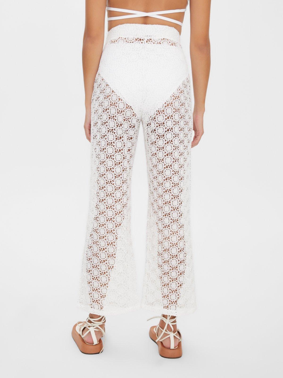Through Lace Pants - White - Pomelo Fashion