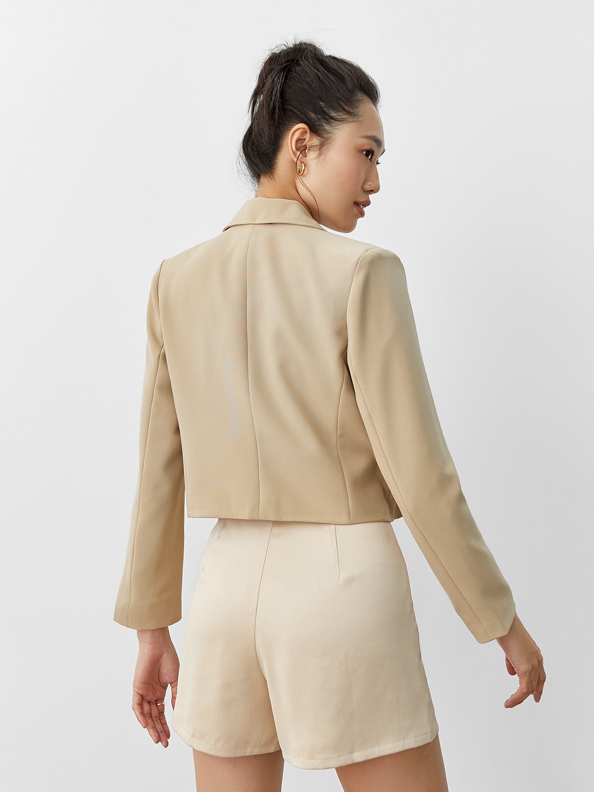 Cropped Blazer Beige