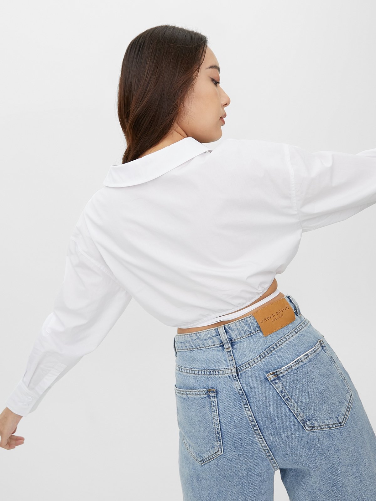 Long Sleeve Crop Top - White - Pomelo Fashion