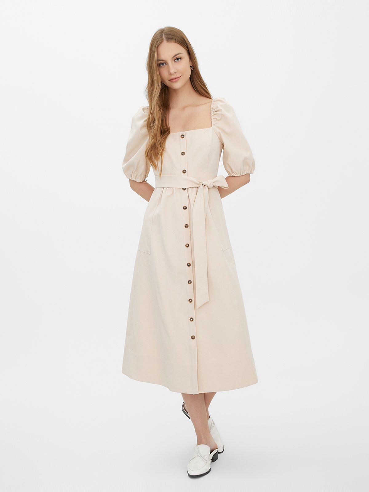 Button down midi dress with sleeves clearance
