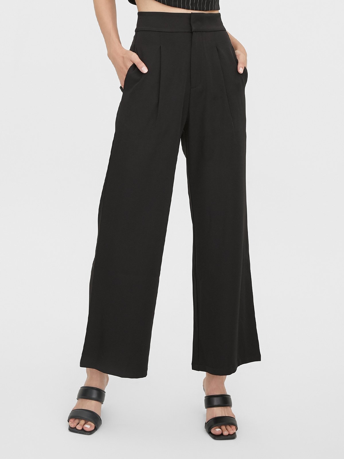 Menswear | Wide Single Pleat Pants, Black