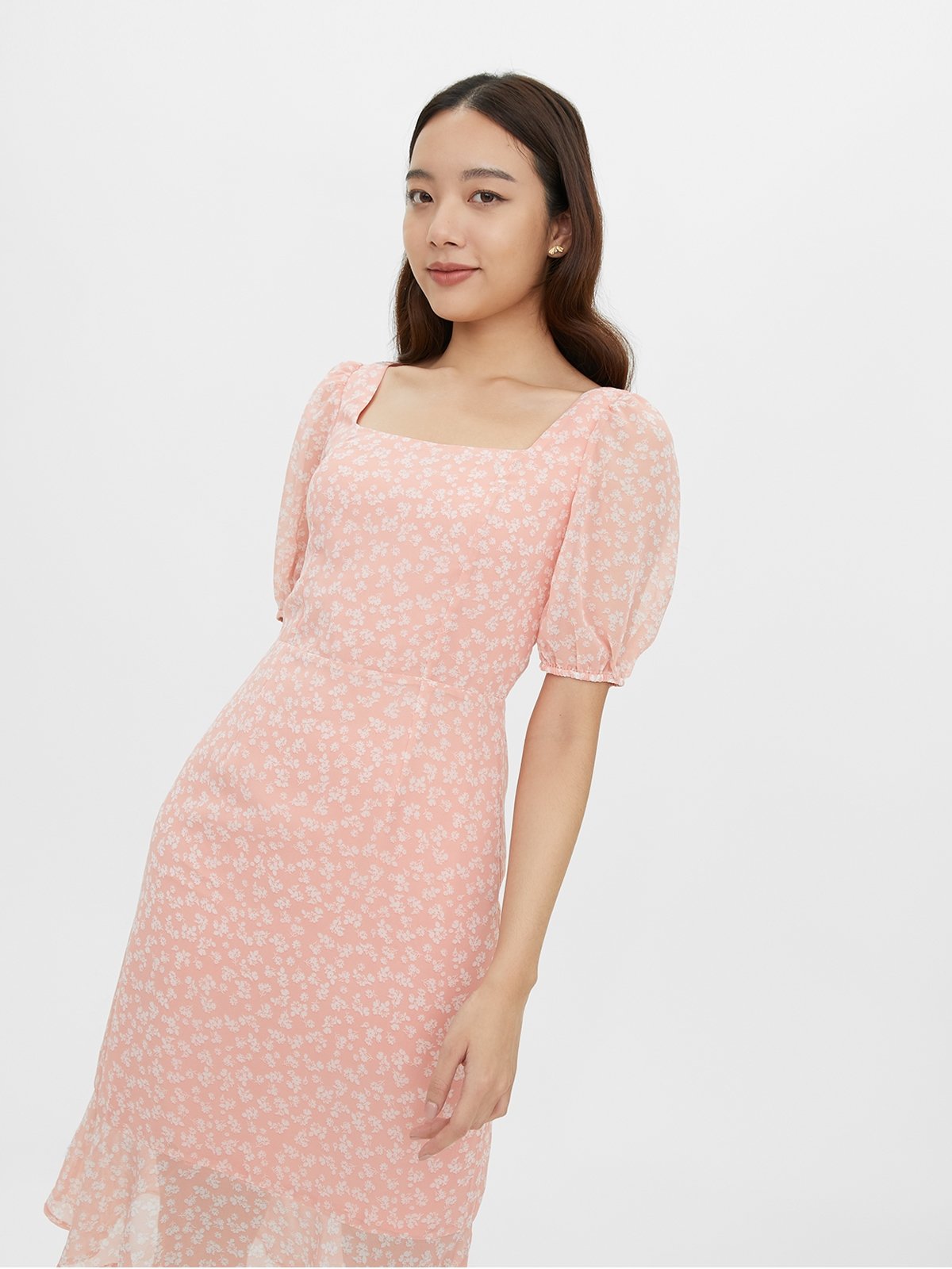 Sustainable Puff Sleeve Floral Dress 