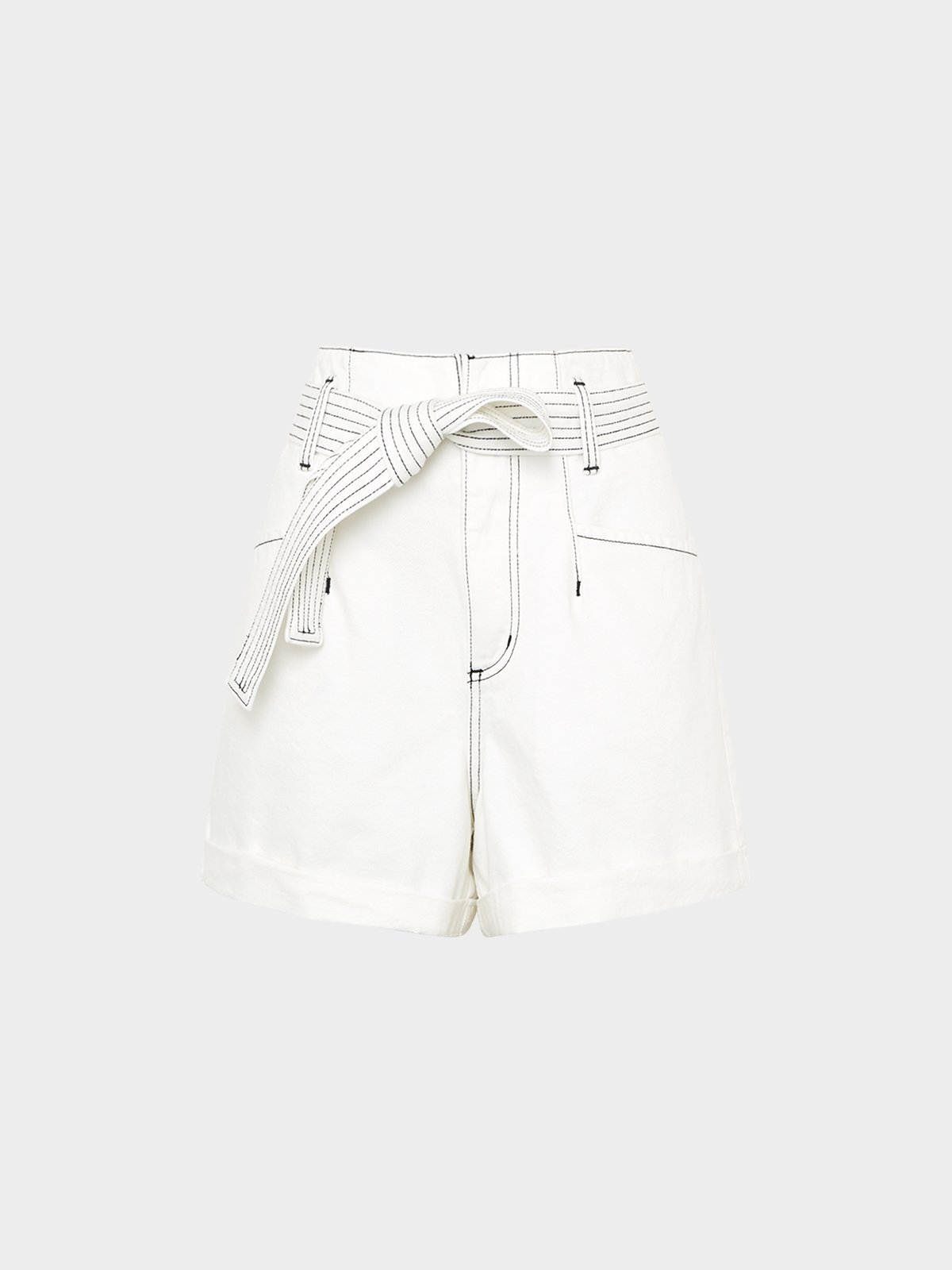 Sustainable Paper Bag Denim Shorts White Pomelo Fashion