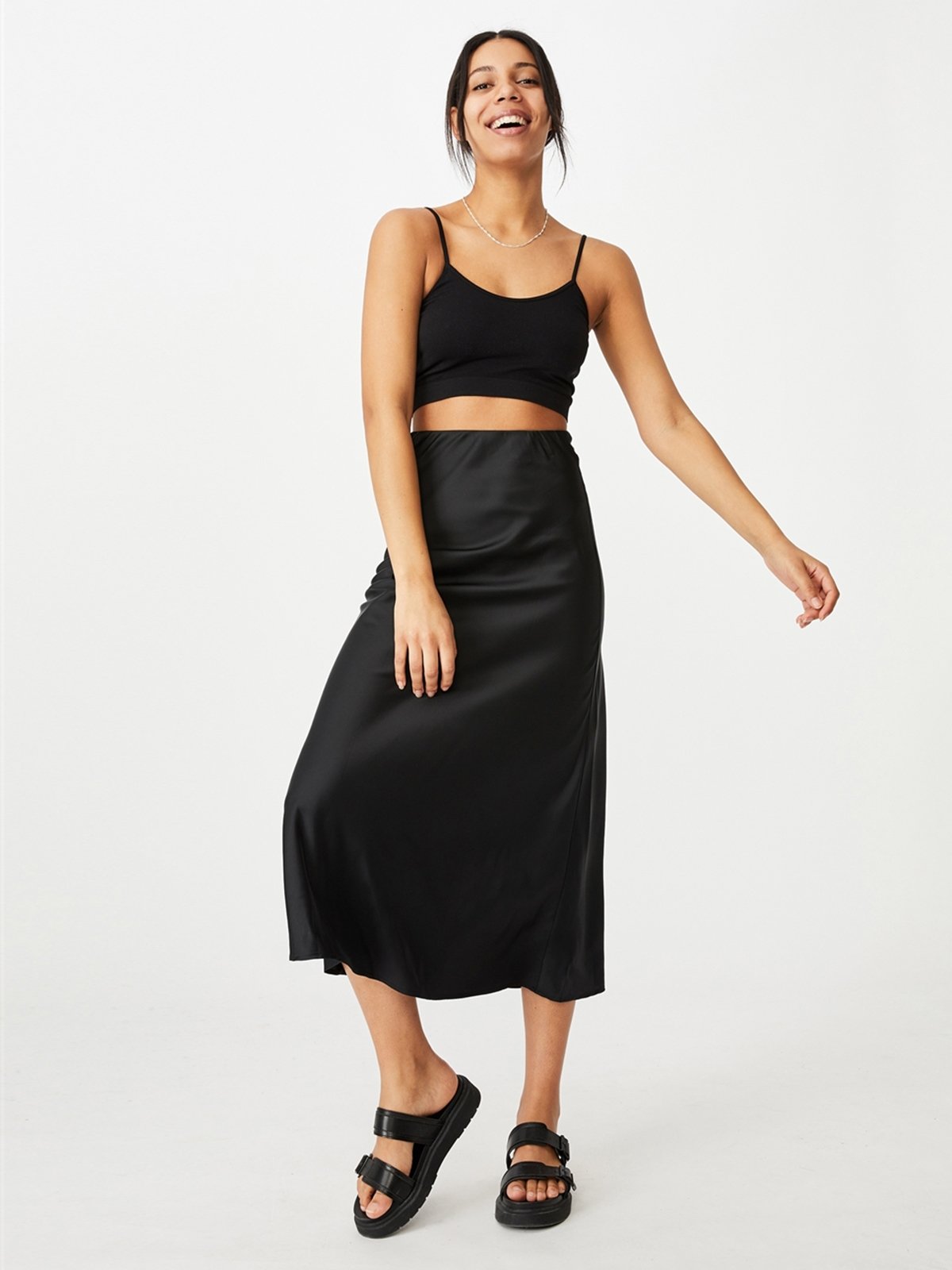 All Day Slip Skirt Black Pomelo Fashion