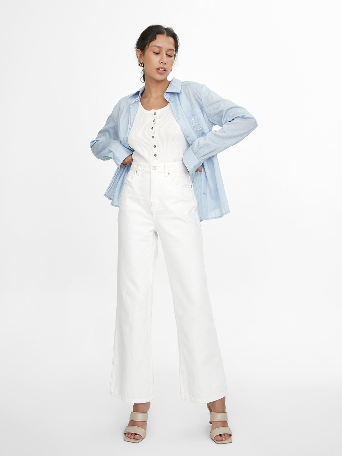 Sustainable Straight Cut Jeans White Pomelo Fashion