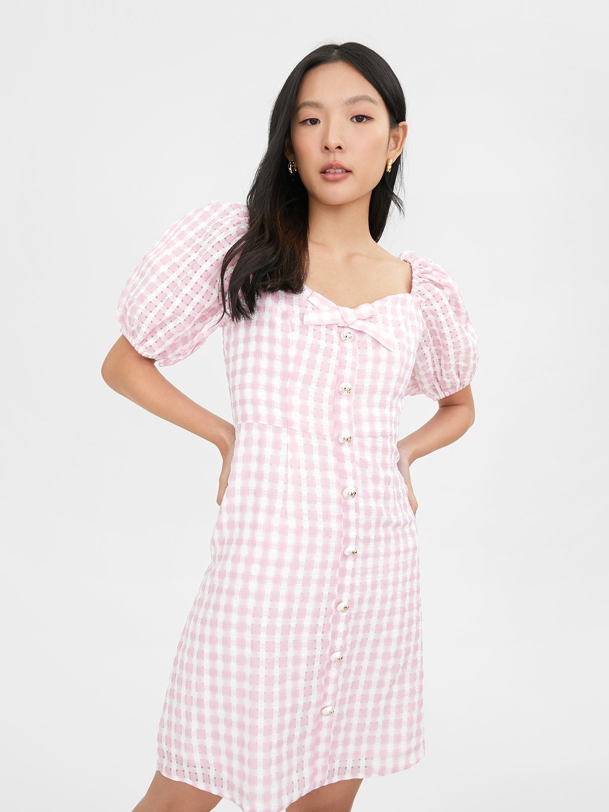Barbie™ x Pomelo Gingham Mini Dress Pink Pomelo Fashion