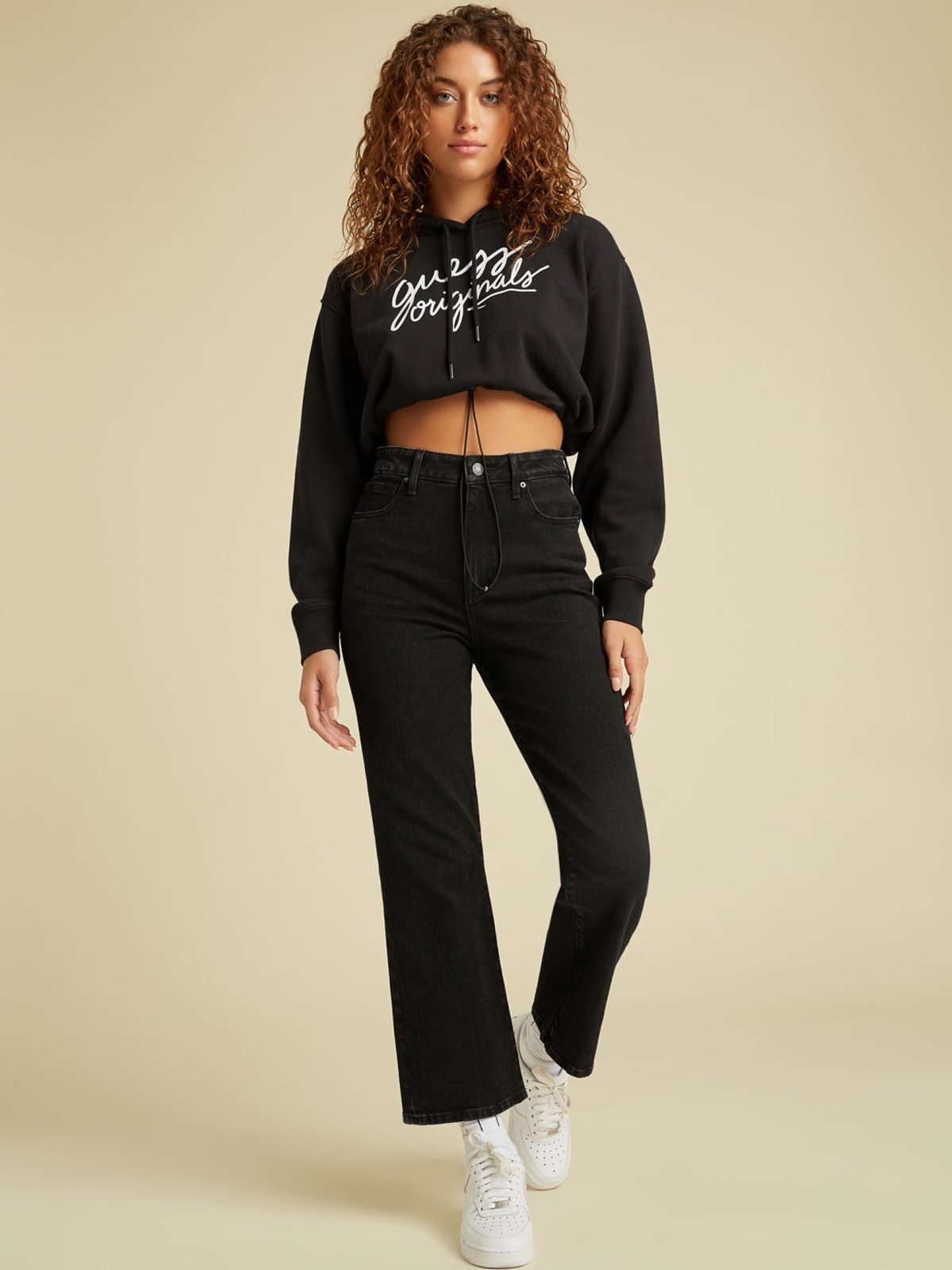 Guess crop top hoodie new arrivals