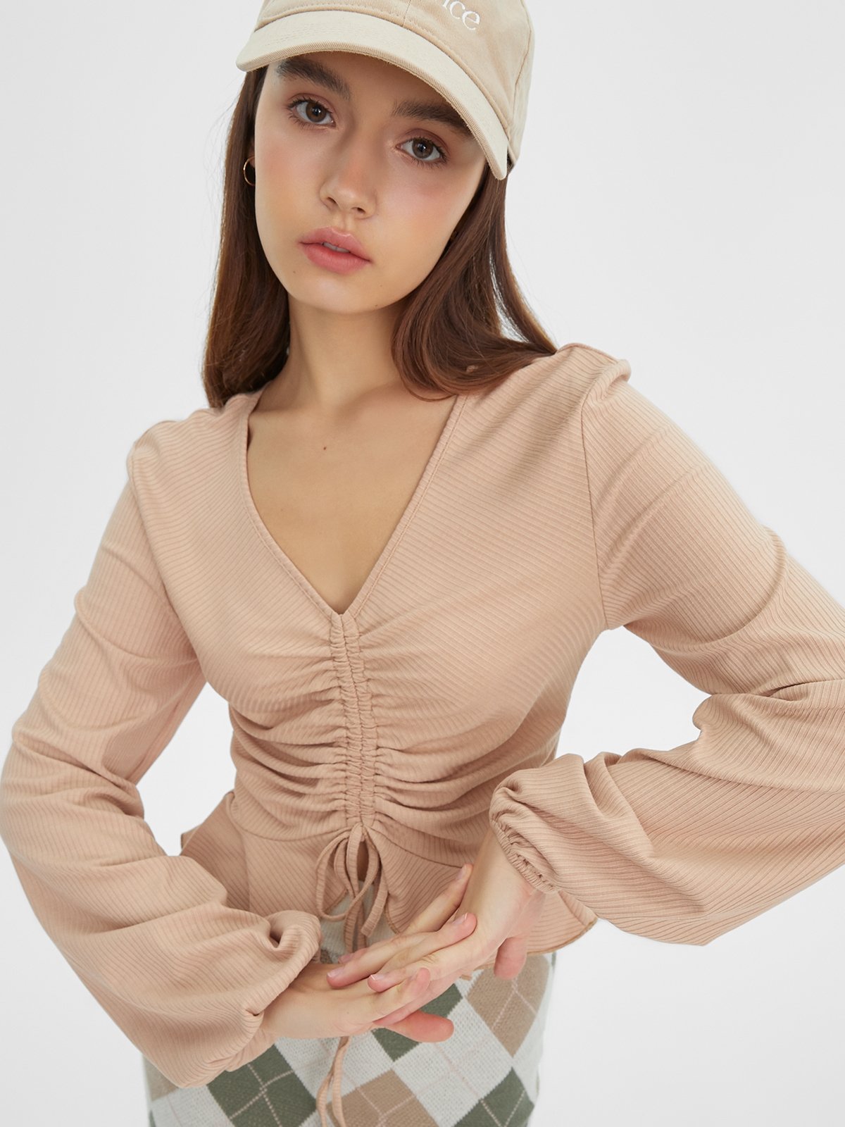 tan long sleeve top