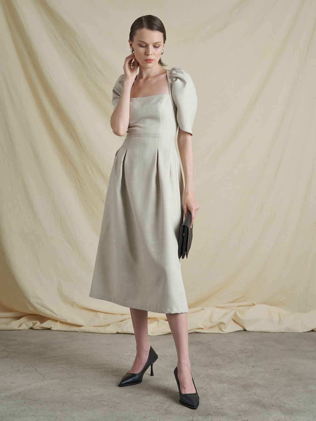 Olwen Dress Beige Pomelo Fashion