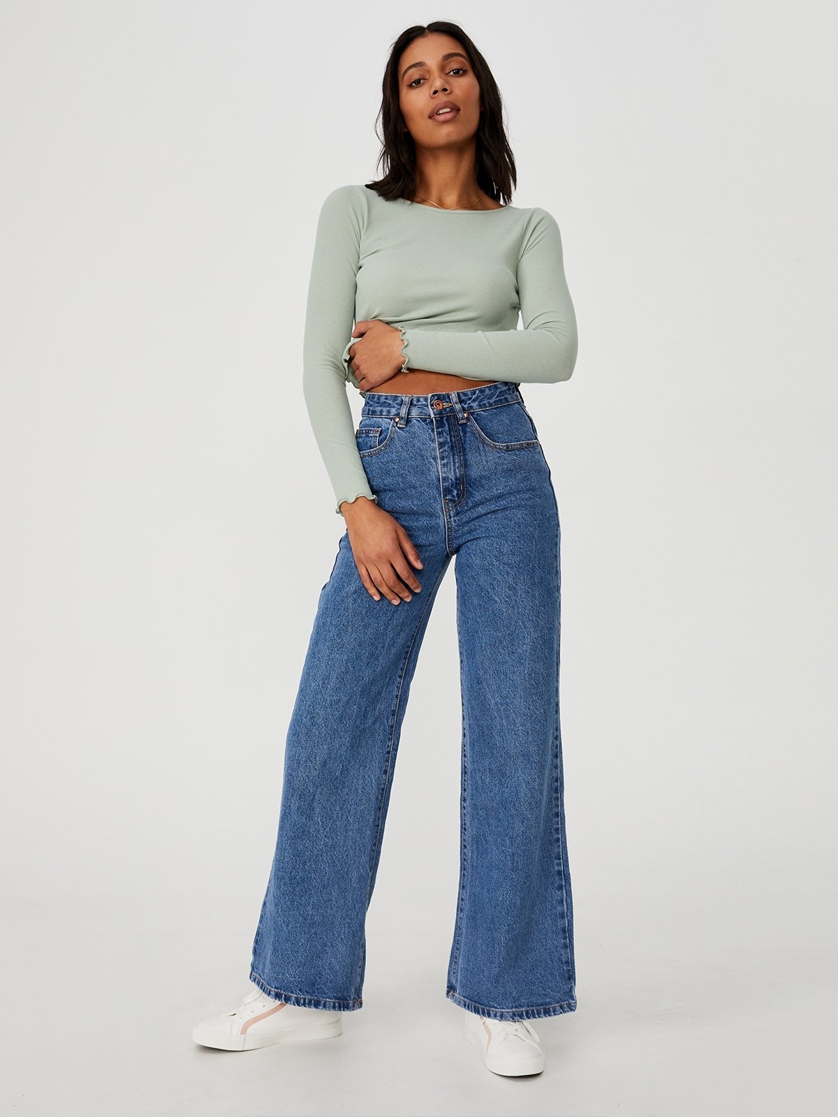 grey high neck long sleeve top