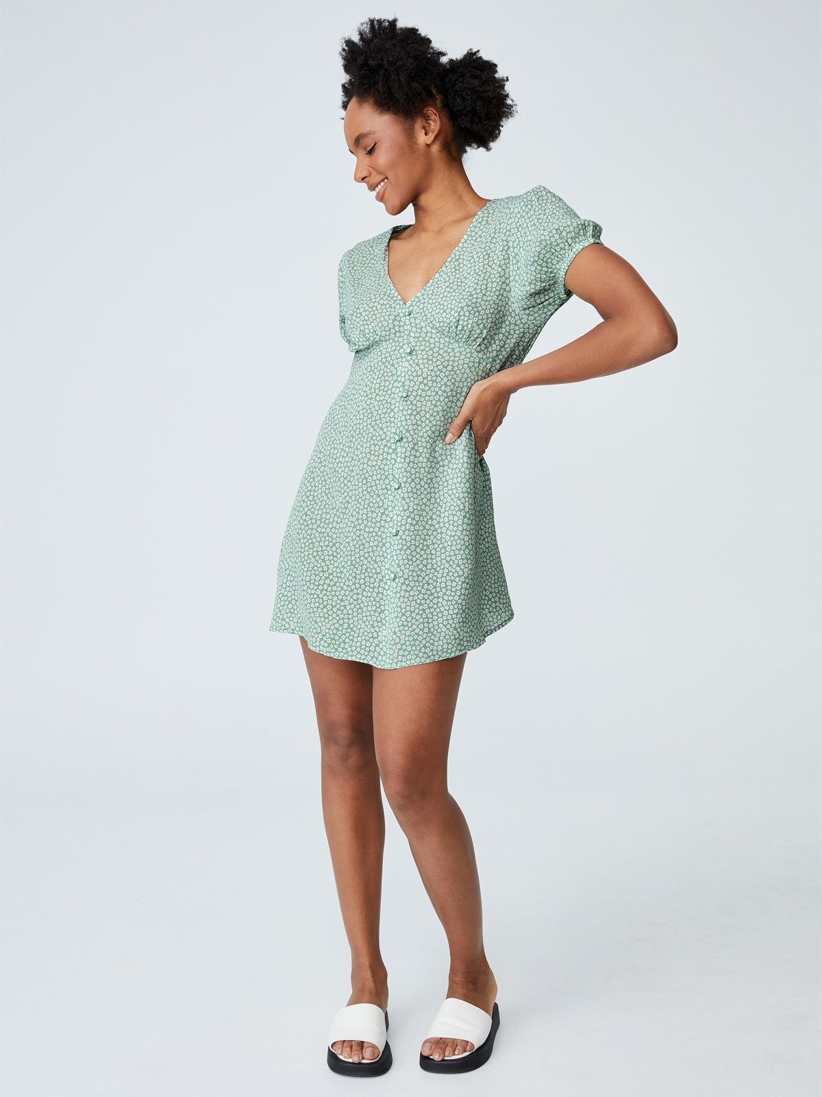 Button through hot sale mini dress