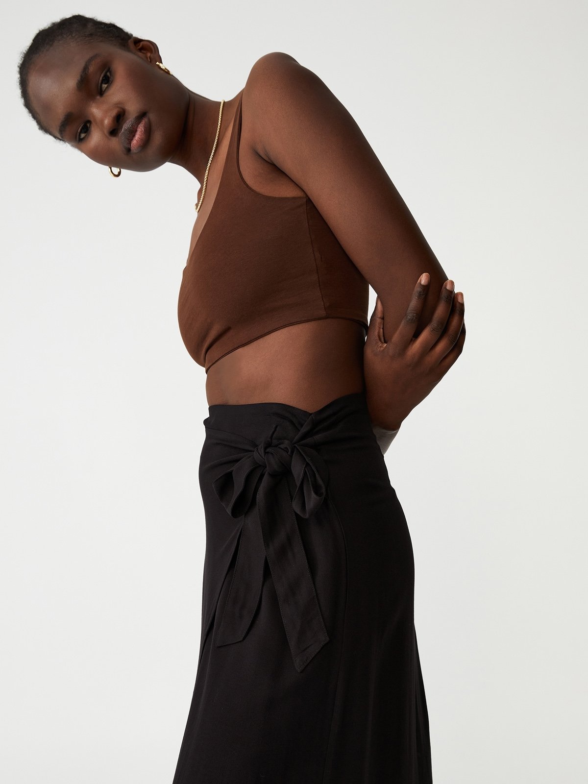 Black wrap midi skirt new arrivals