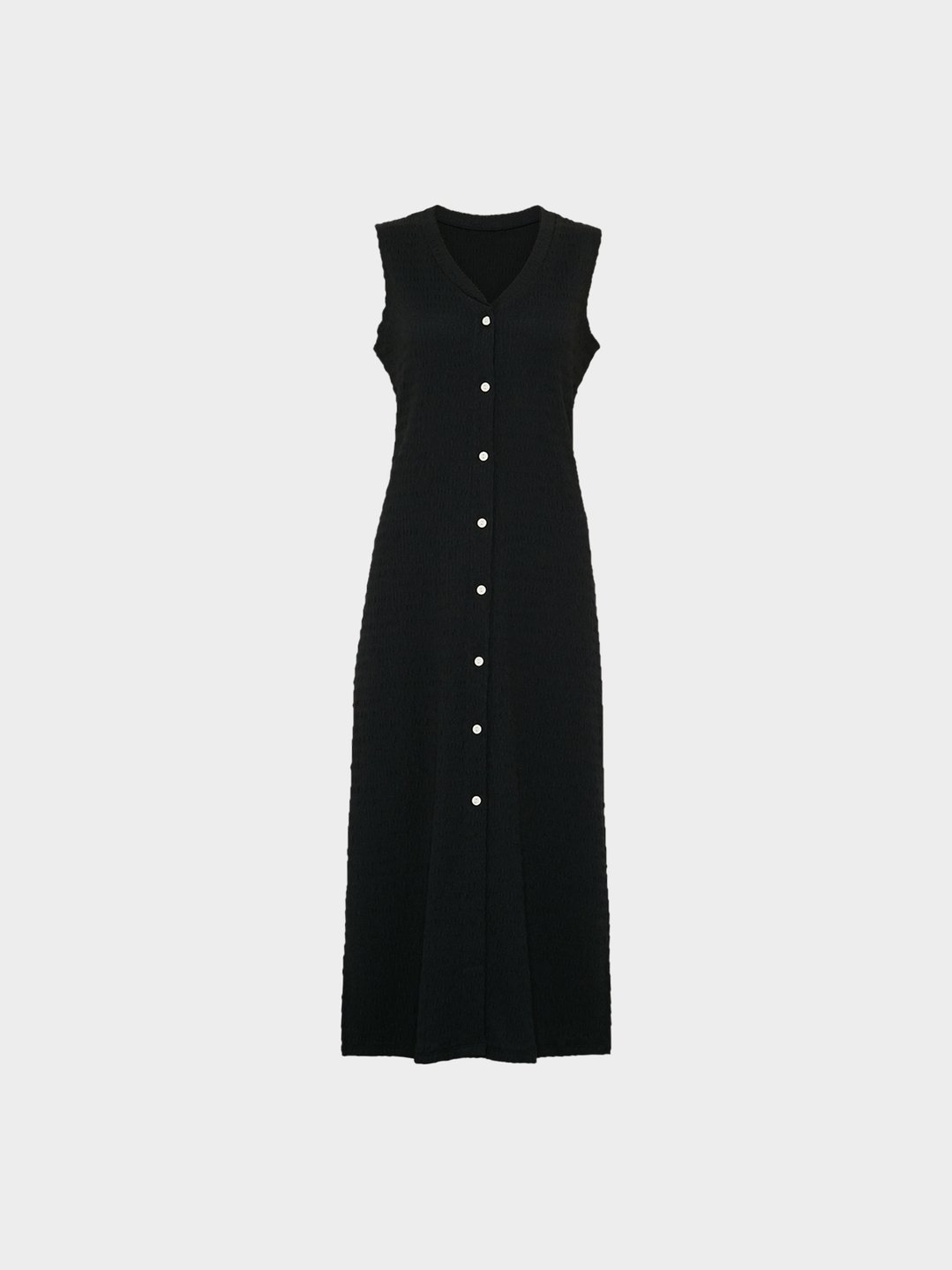 Sleeveless V Neck Midi Dress - Black - Pomelo Fashion