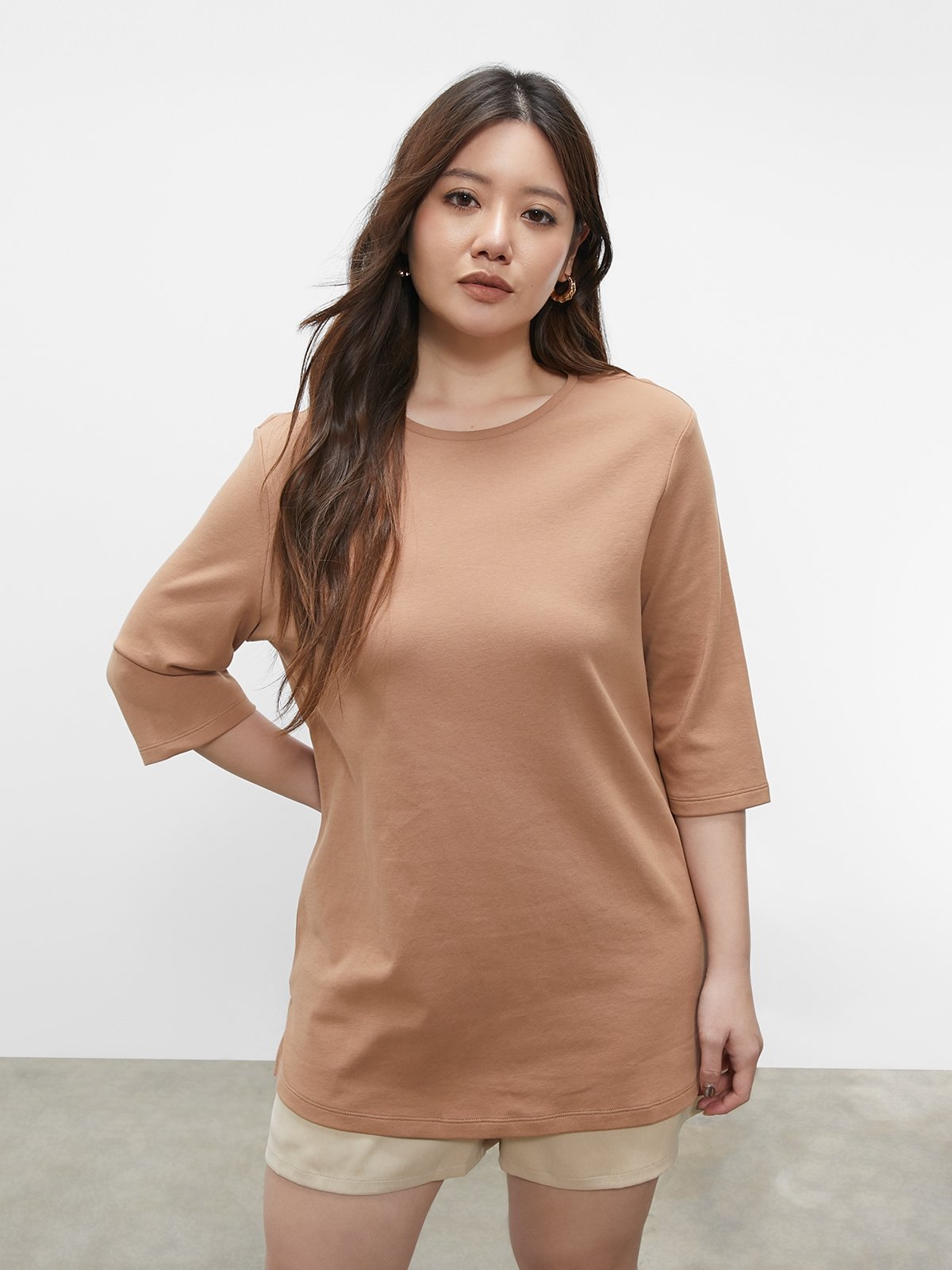 Pomelo + Pantone Sustainable Mid Sleeve TShirt Brown Pomelo Fashion