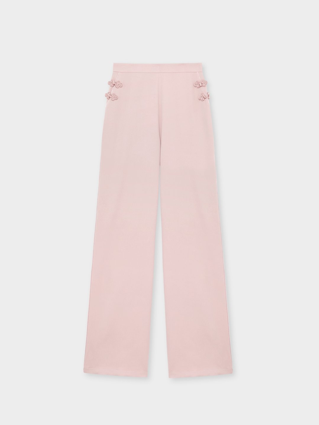 High-Waisted Cheongsam Buttoned Pants - Pink