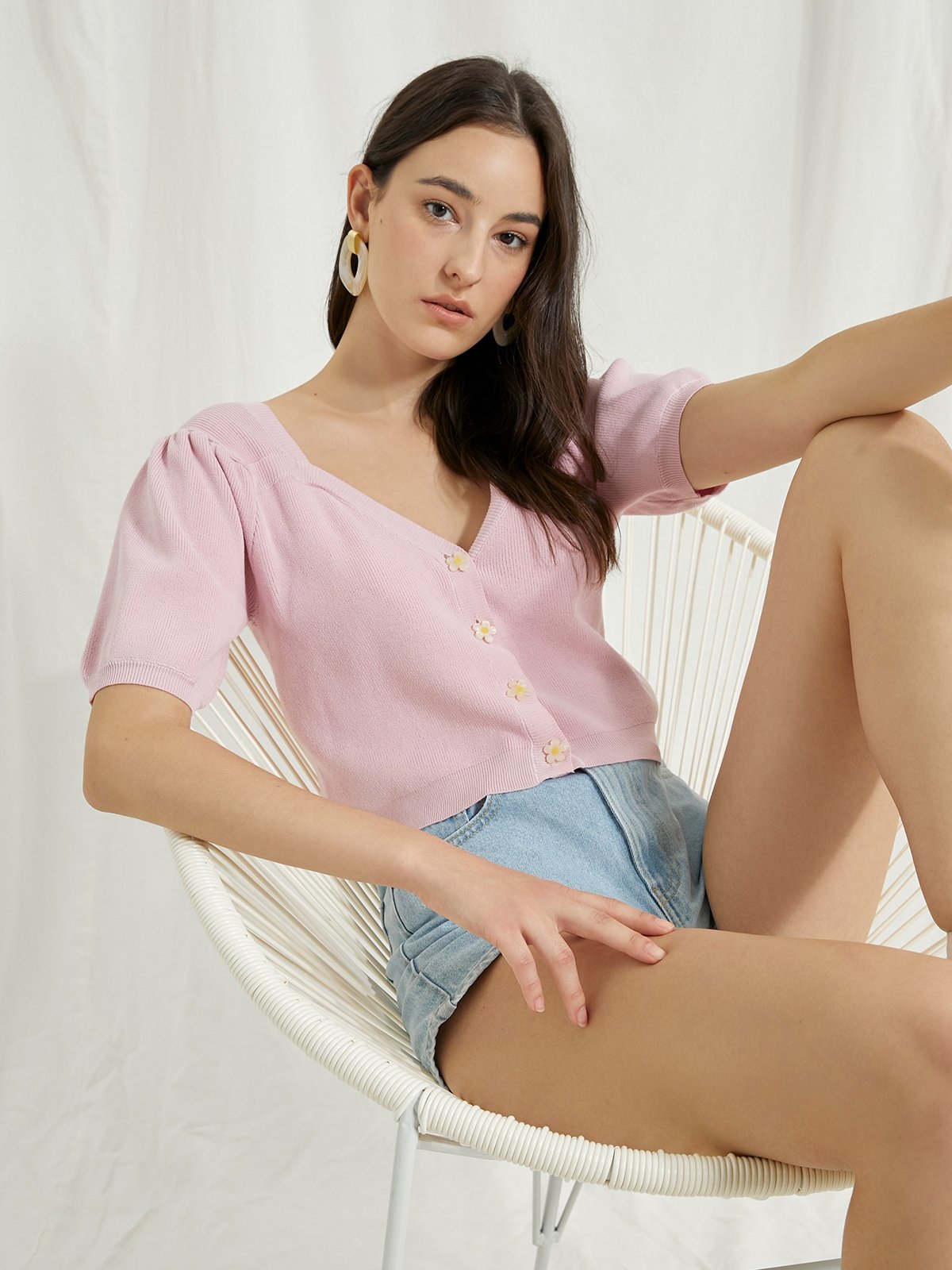 Thin cropped cardigan sale