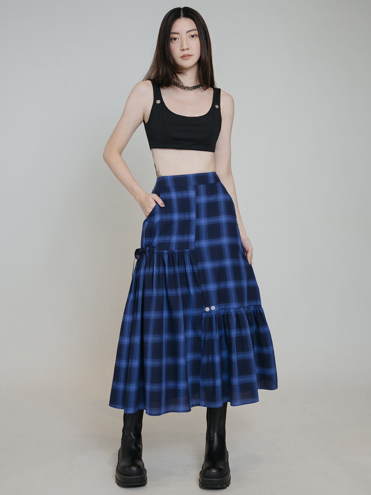 maeve checkered maxi skirt