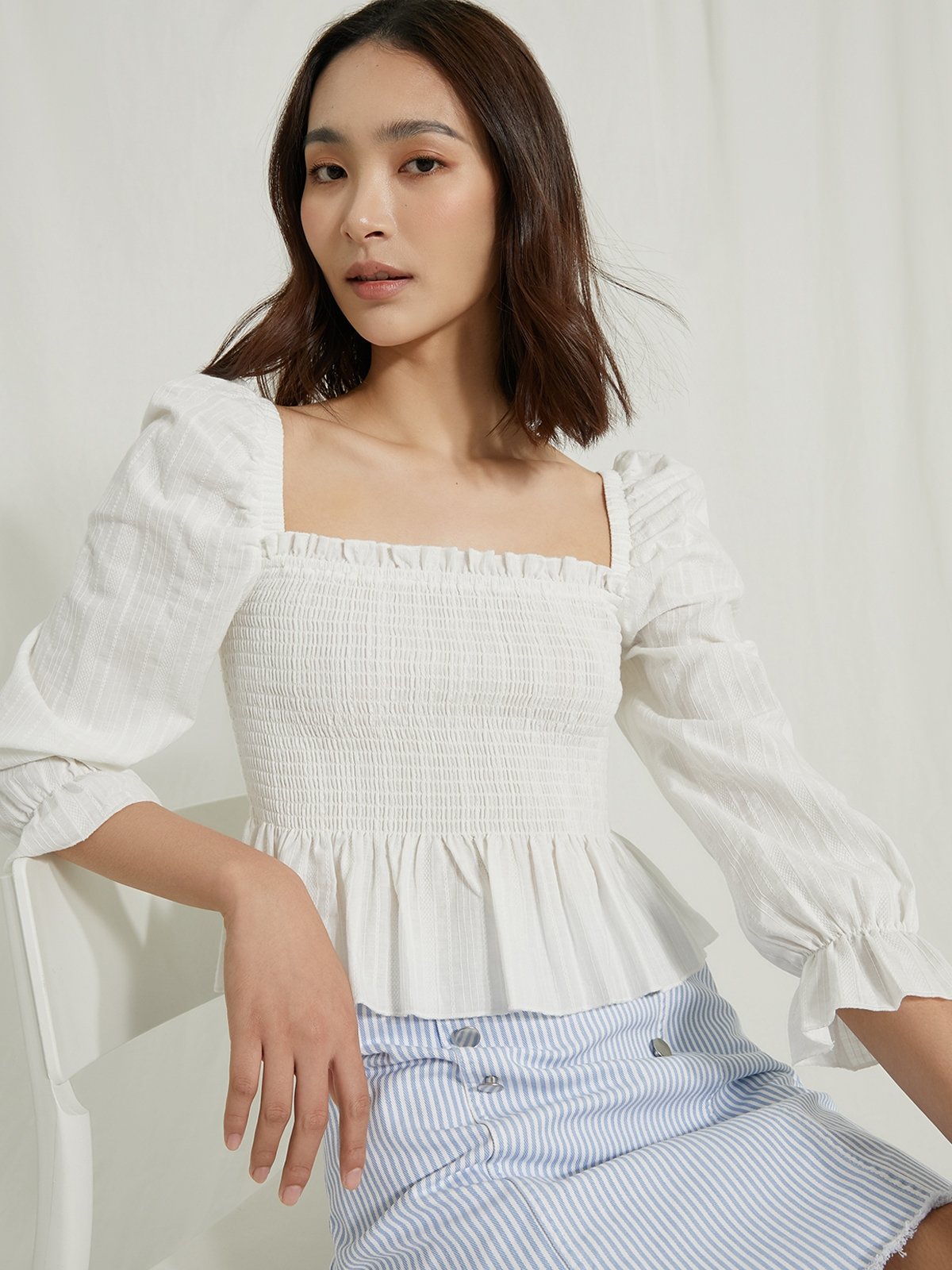 Smocked square hotsell neck top