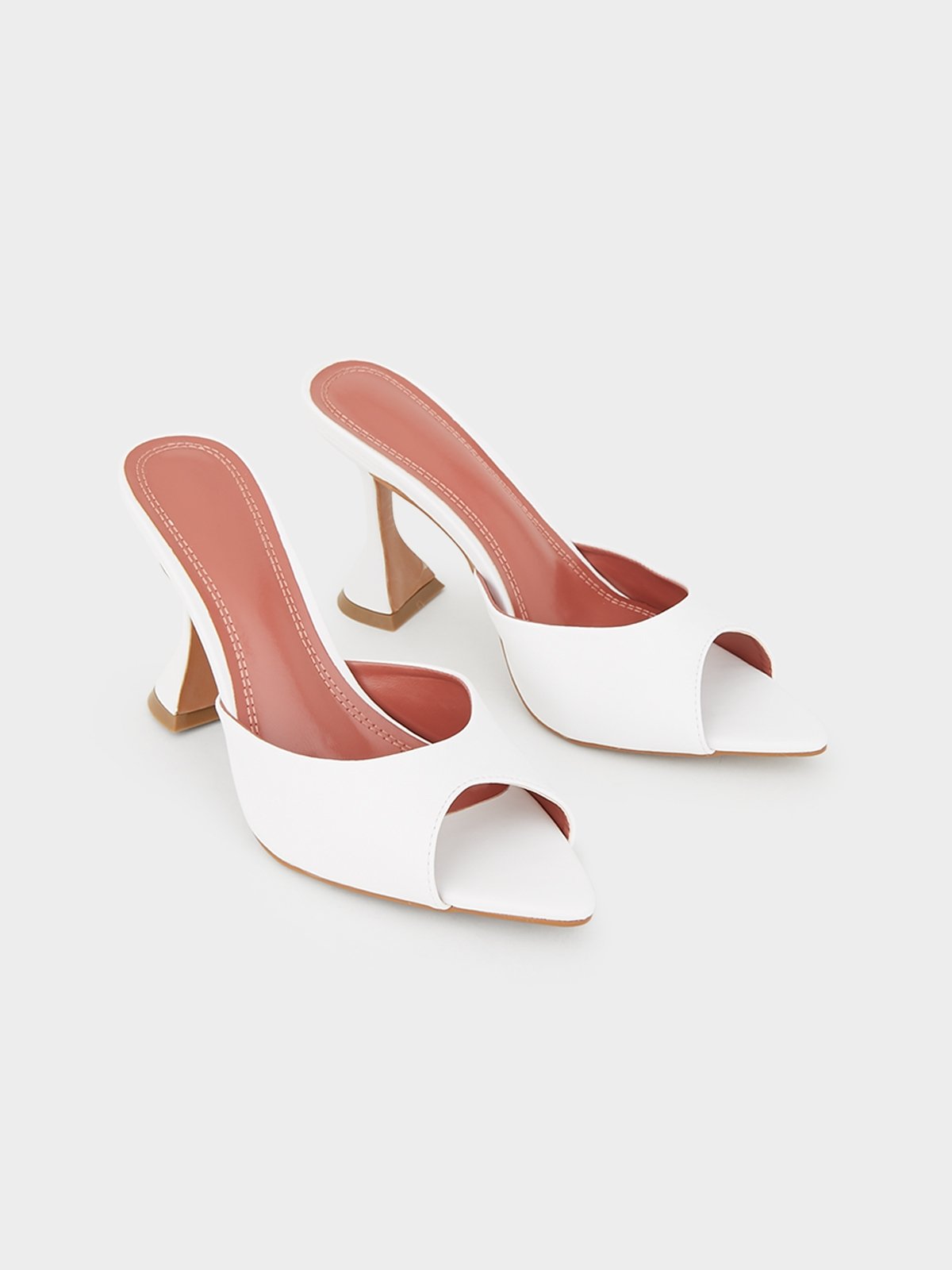 Pointed Open Toe Heels White