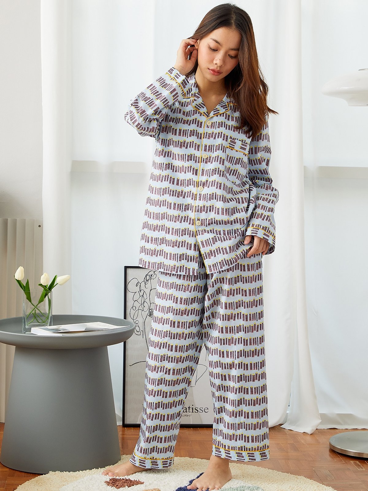 Logs Long Sleeve Pyjama Set - Blue 