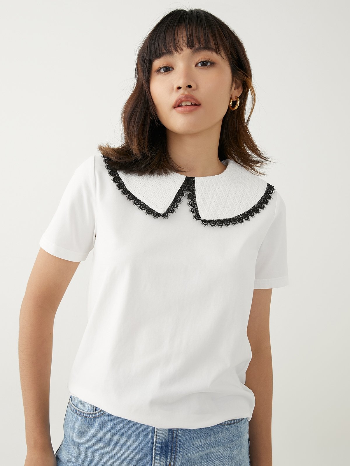 Peter pan collar t shirt store